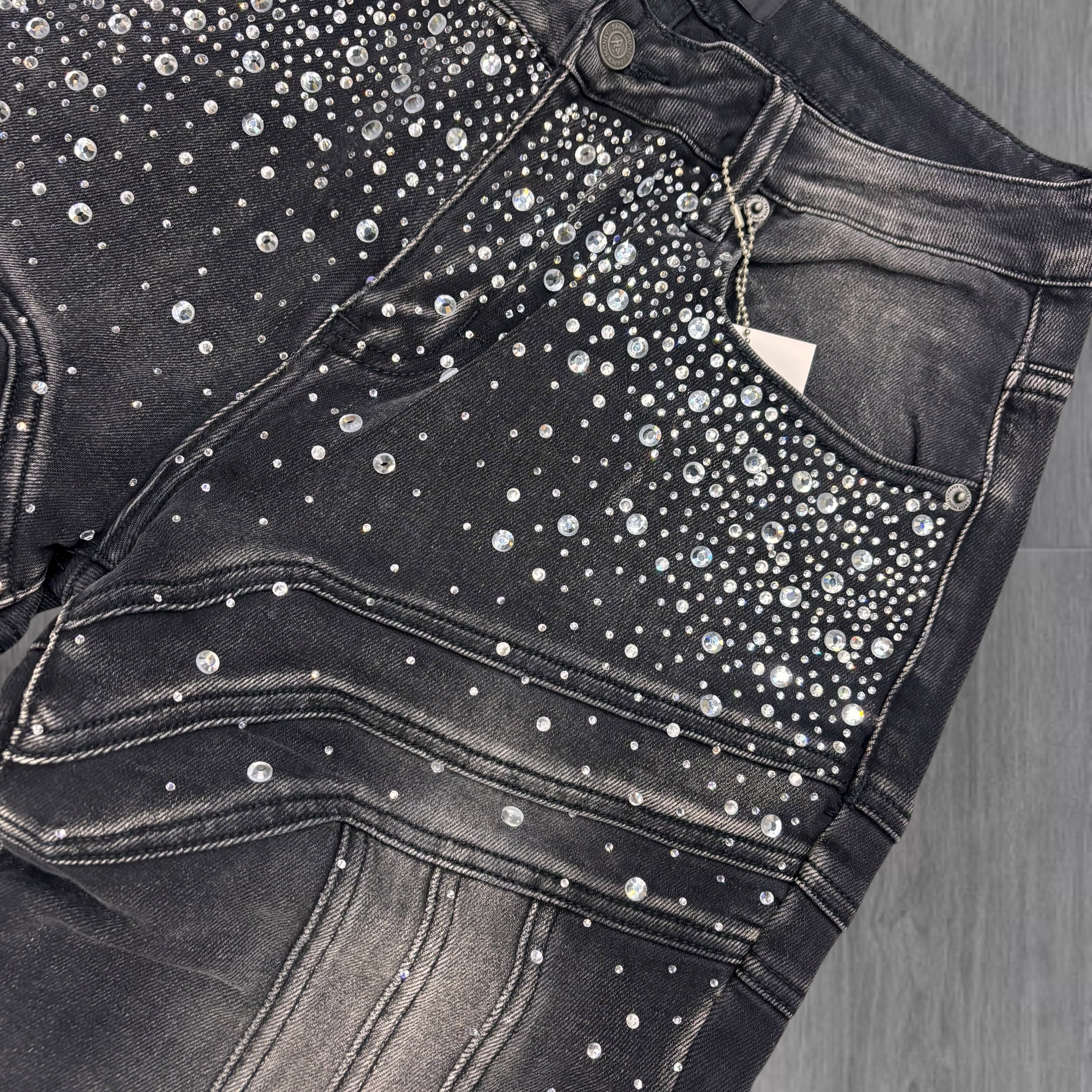 PAPER - Rhinestone Stack Denim - BLK - 1066