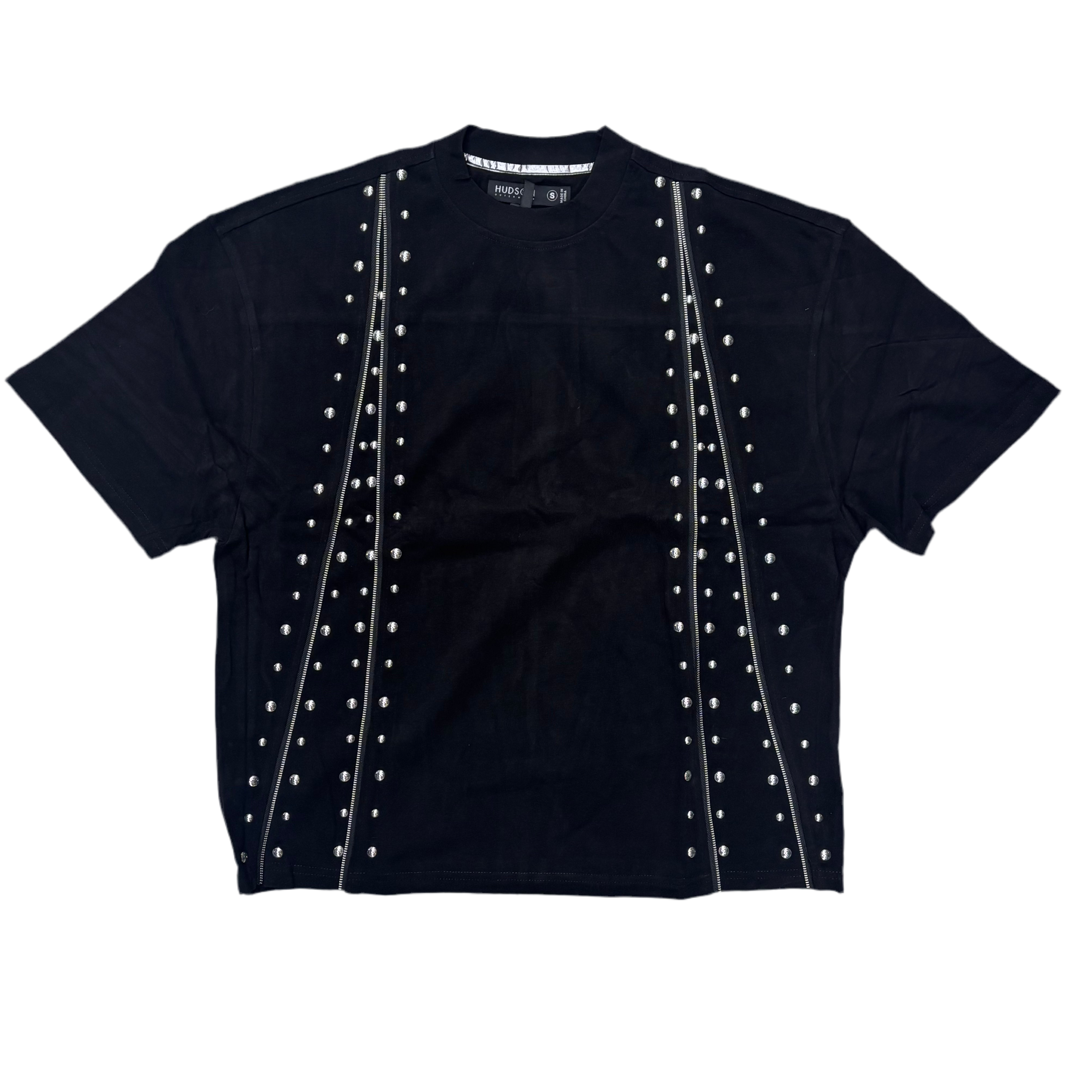 Hudson Studded Zipper T-Shirt Black 596