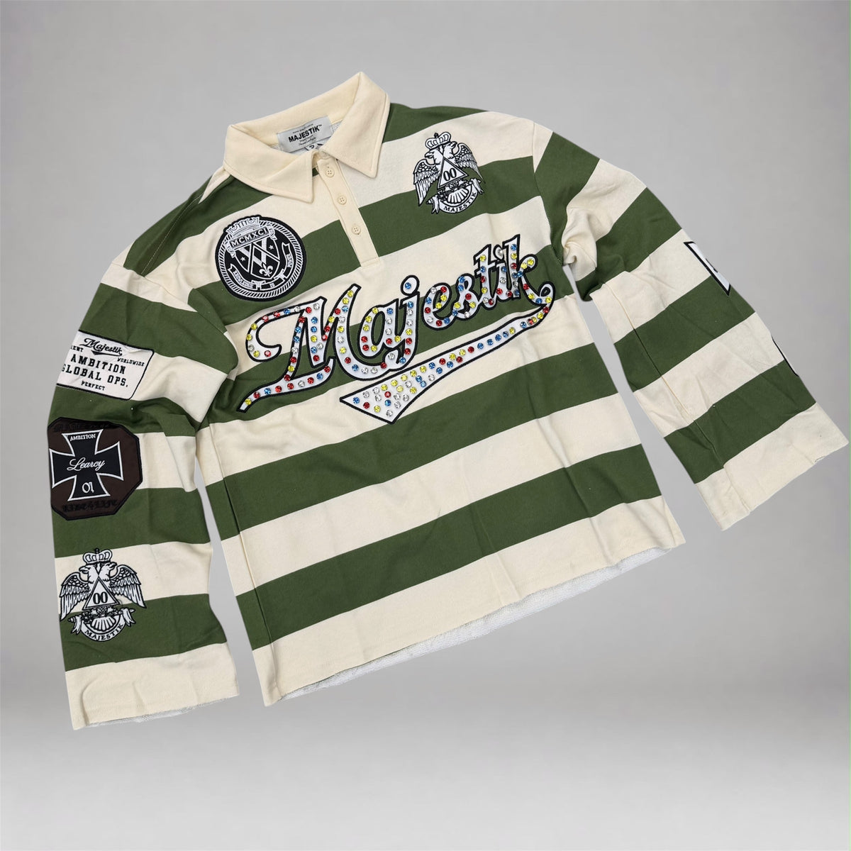 MJSTK - LS Polo Logo w/patches - Olive - 26816