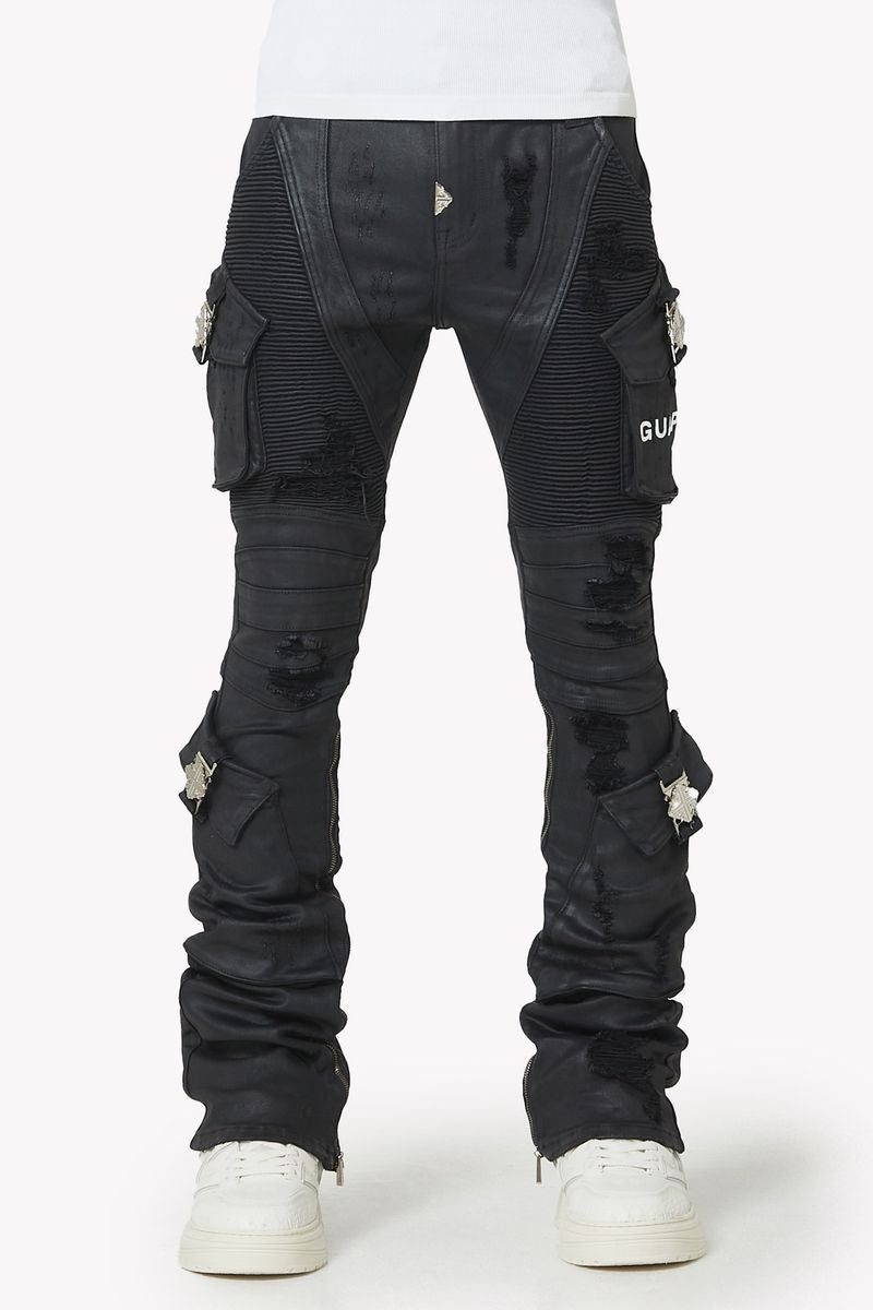 GUAPI - stacked Waxed Black Ops Denim - Black