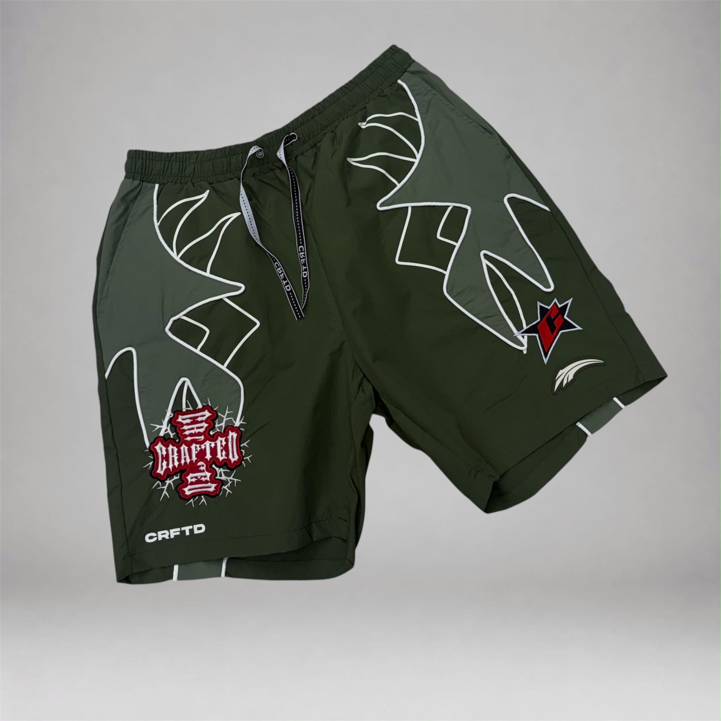 Crafted Windbreaker Shorts- Army