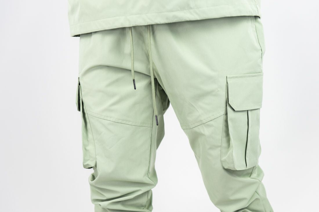 Rebel - Stacked Nylon Cargo Pants (Sage) 422