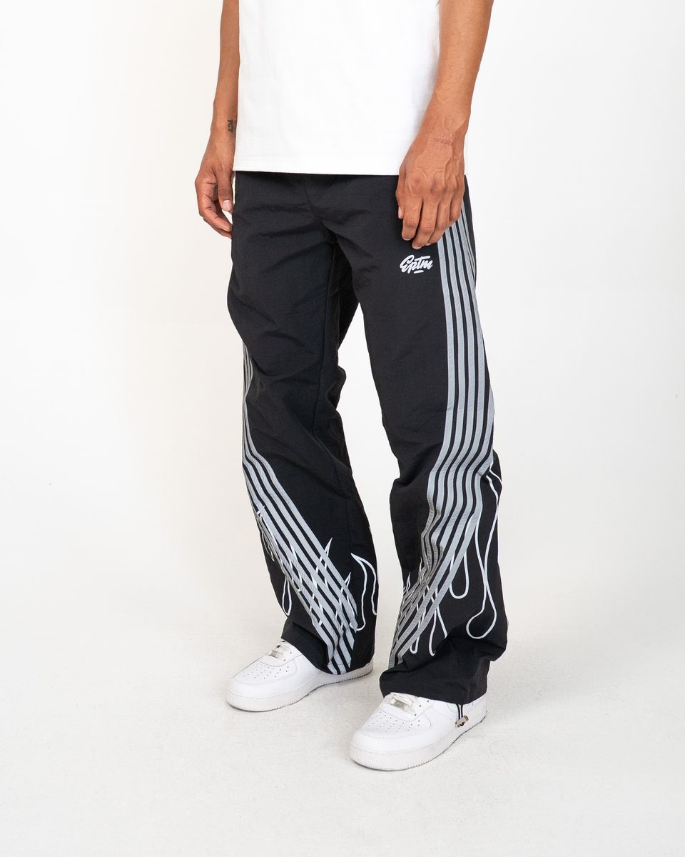 EPTM - FLAME Stripe Windbreaker Pants - Black 763