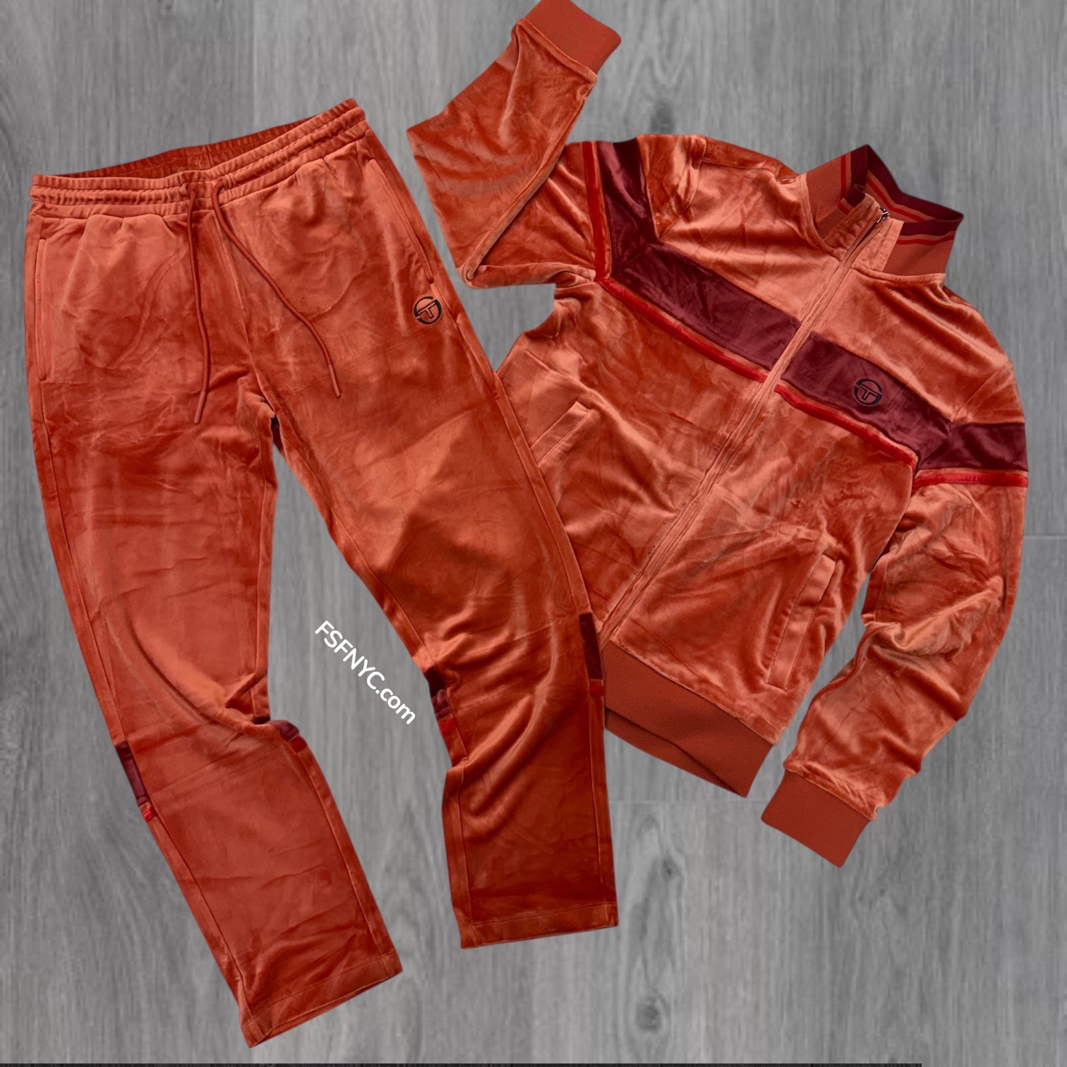 Sergio Tacchini - Velour Damarindo Track Set - Burnt orange