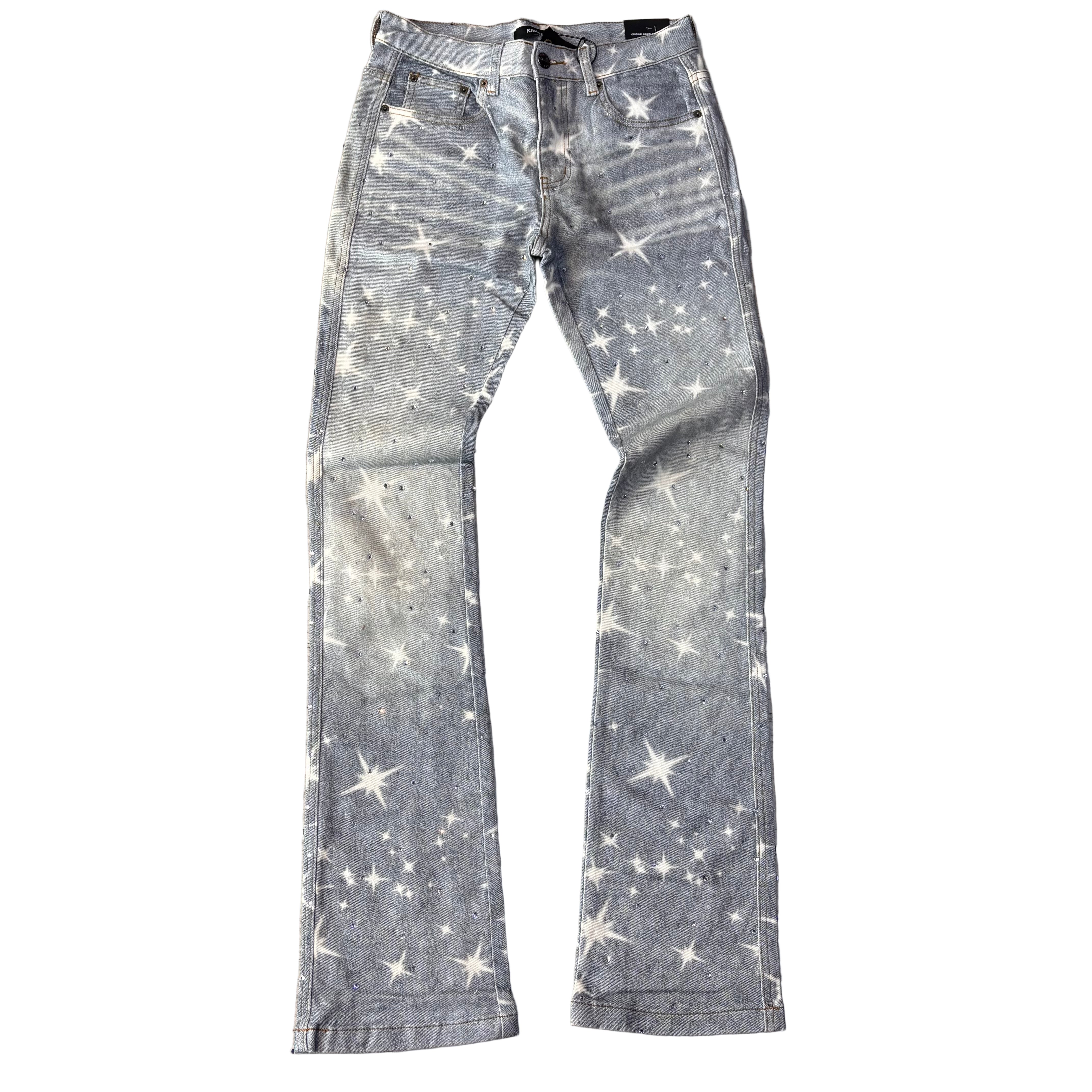 KD - Rhinestone Star Stacked Denim - BLUE - 2240
