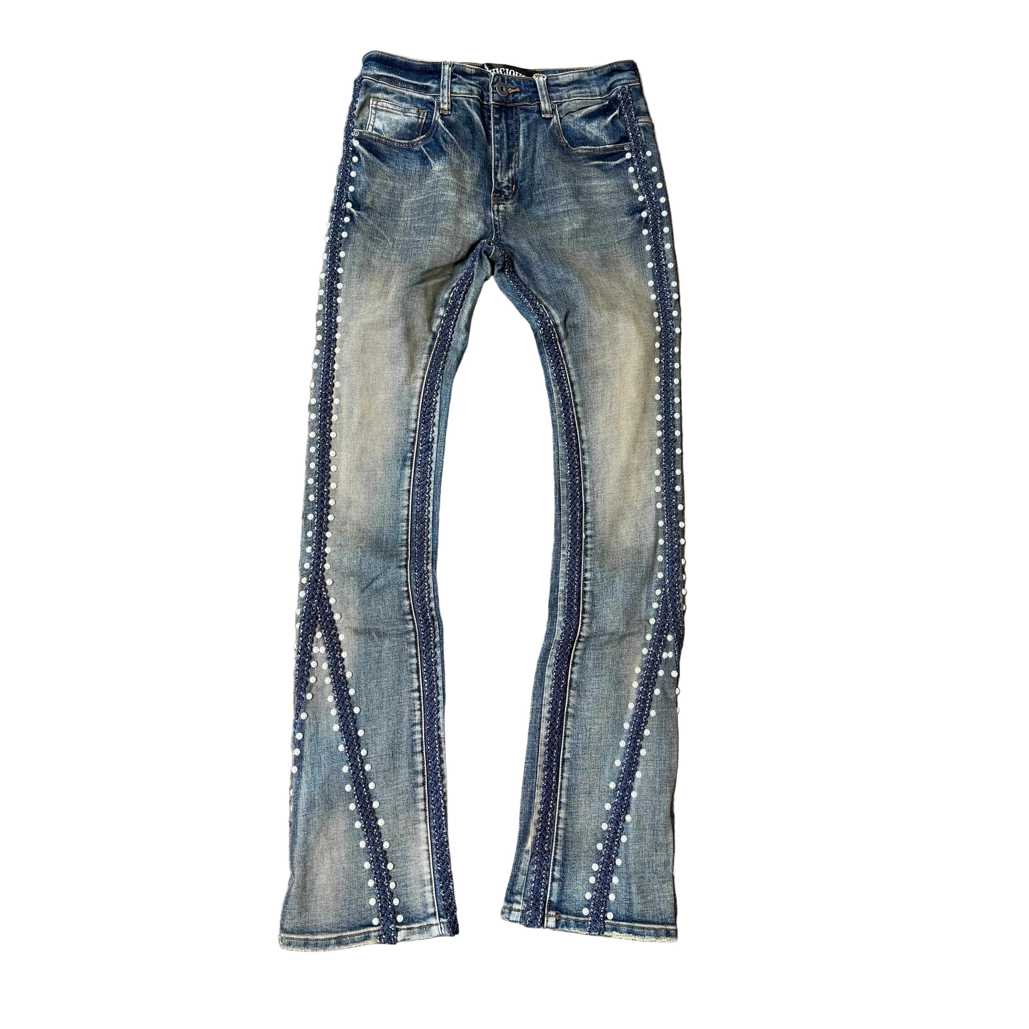 Vicious - Pearls Flare Denim - Mud Blue - Vc1072