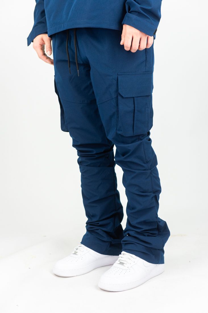 Rebel -Stacked Nylon Cargo Pants (Navy) 422 522