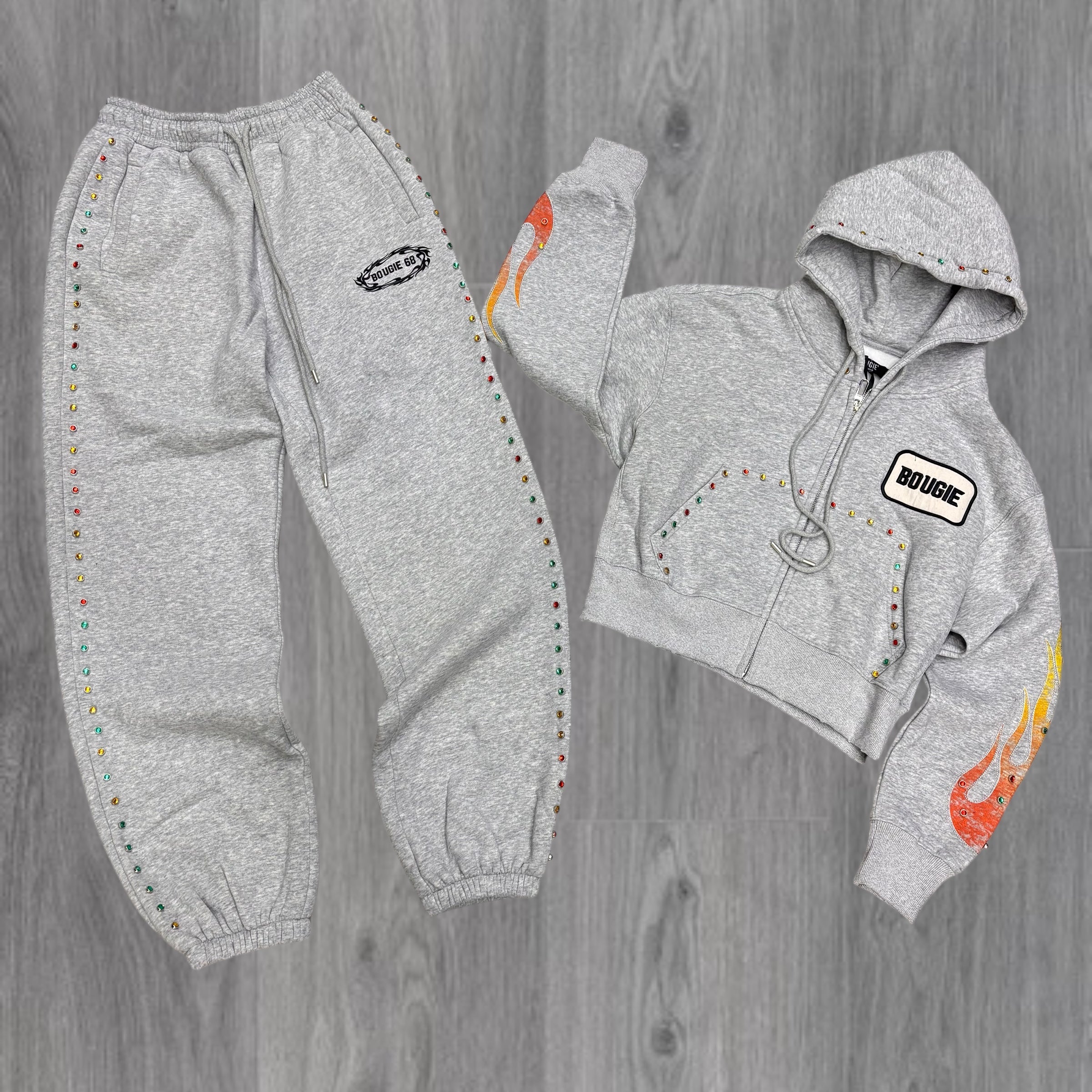 BOUGIE - Women Crystal Sweatsuit - H.GREY