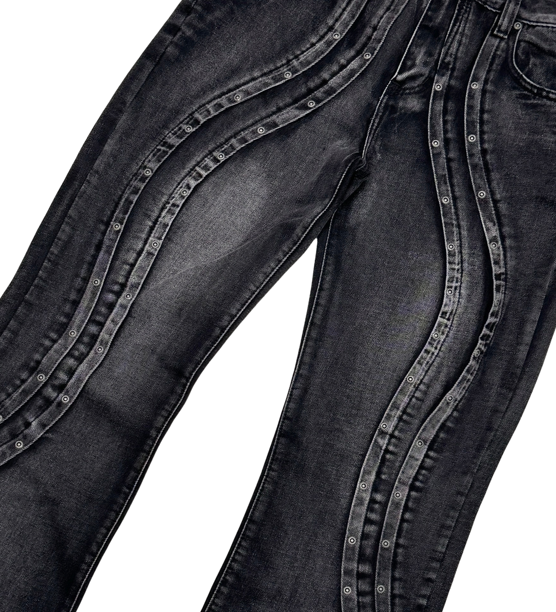 Vicious Loose Fit Studded Denim Black VC740