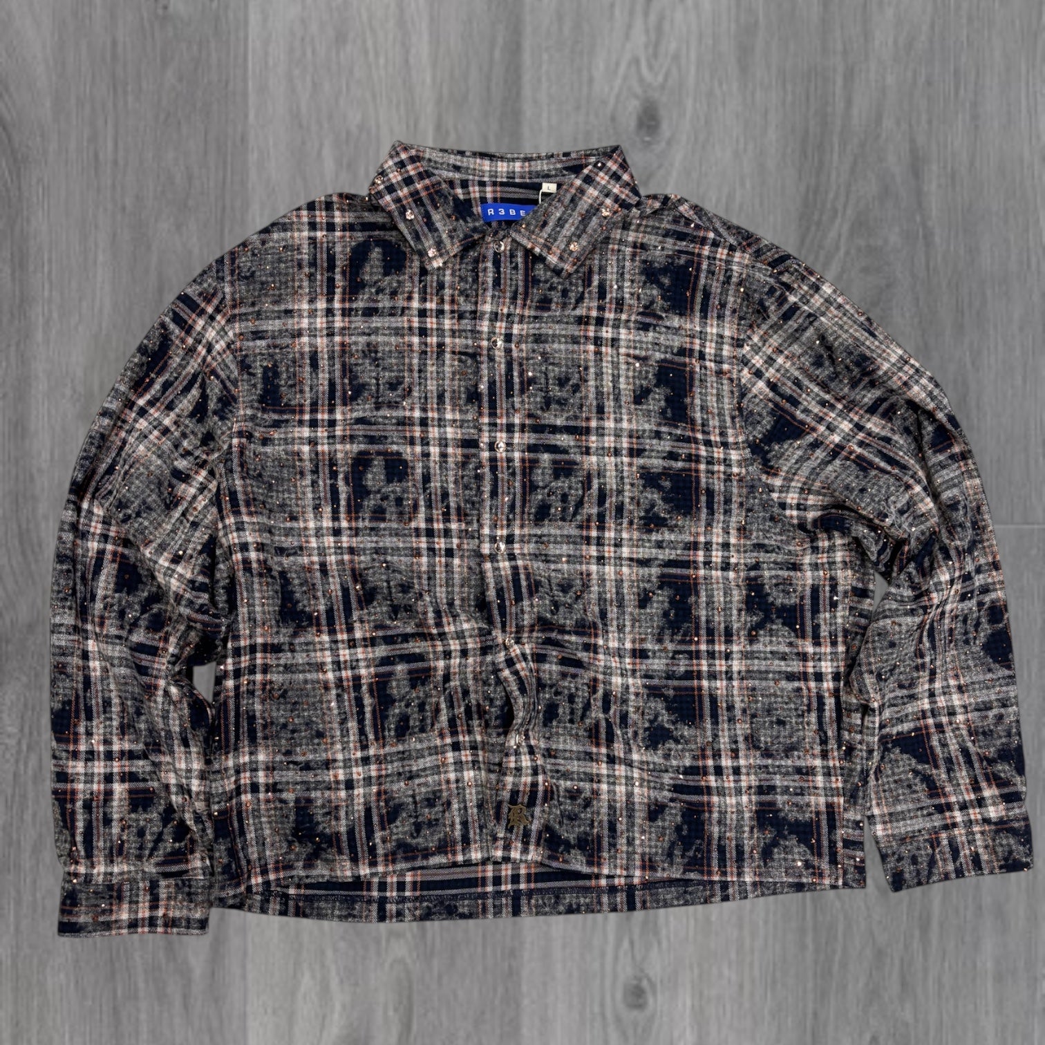 R3 - Rhinestone Button Down - NAVY - 234