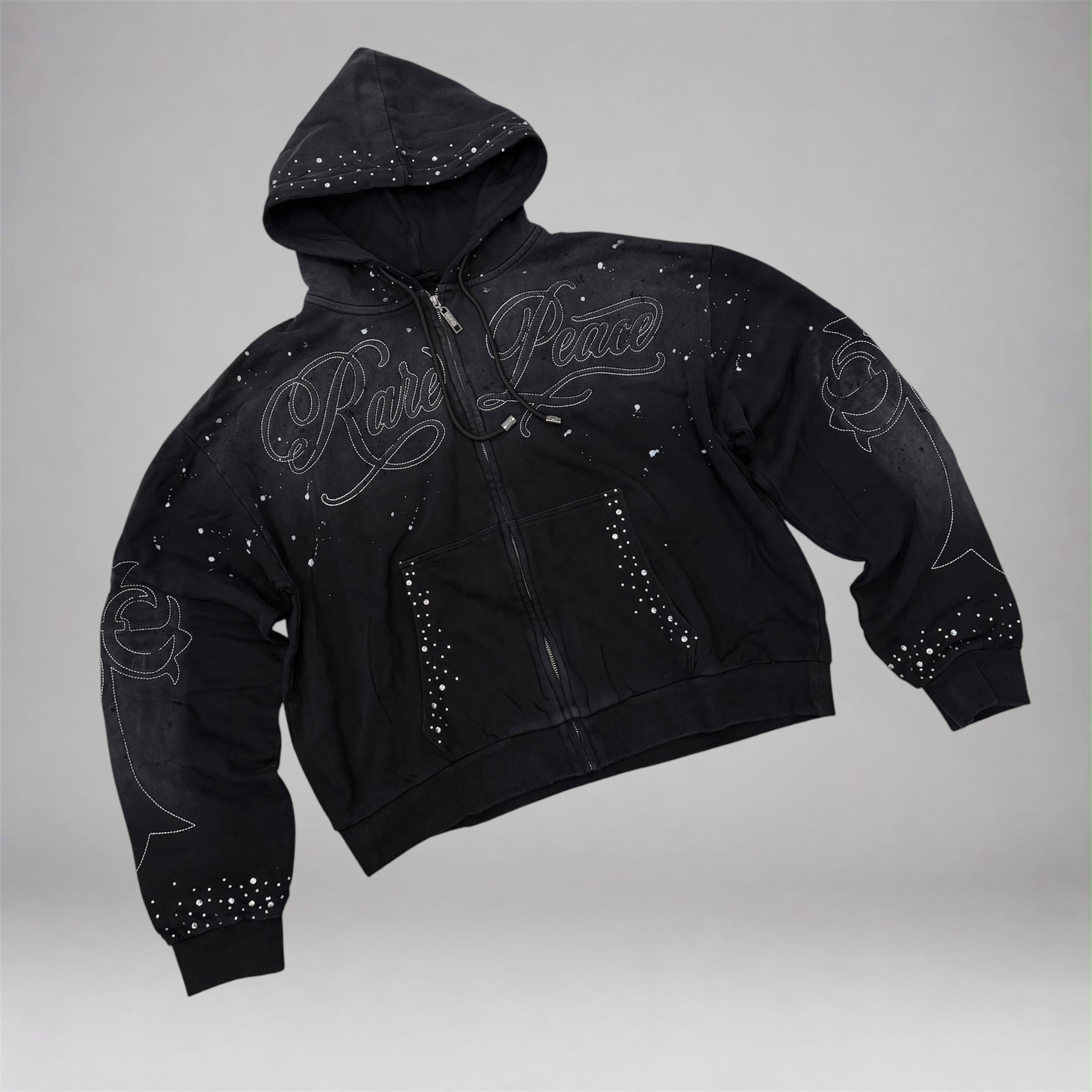 RP - Embossed Rhinestone Hoodie - black - 6107