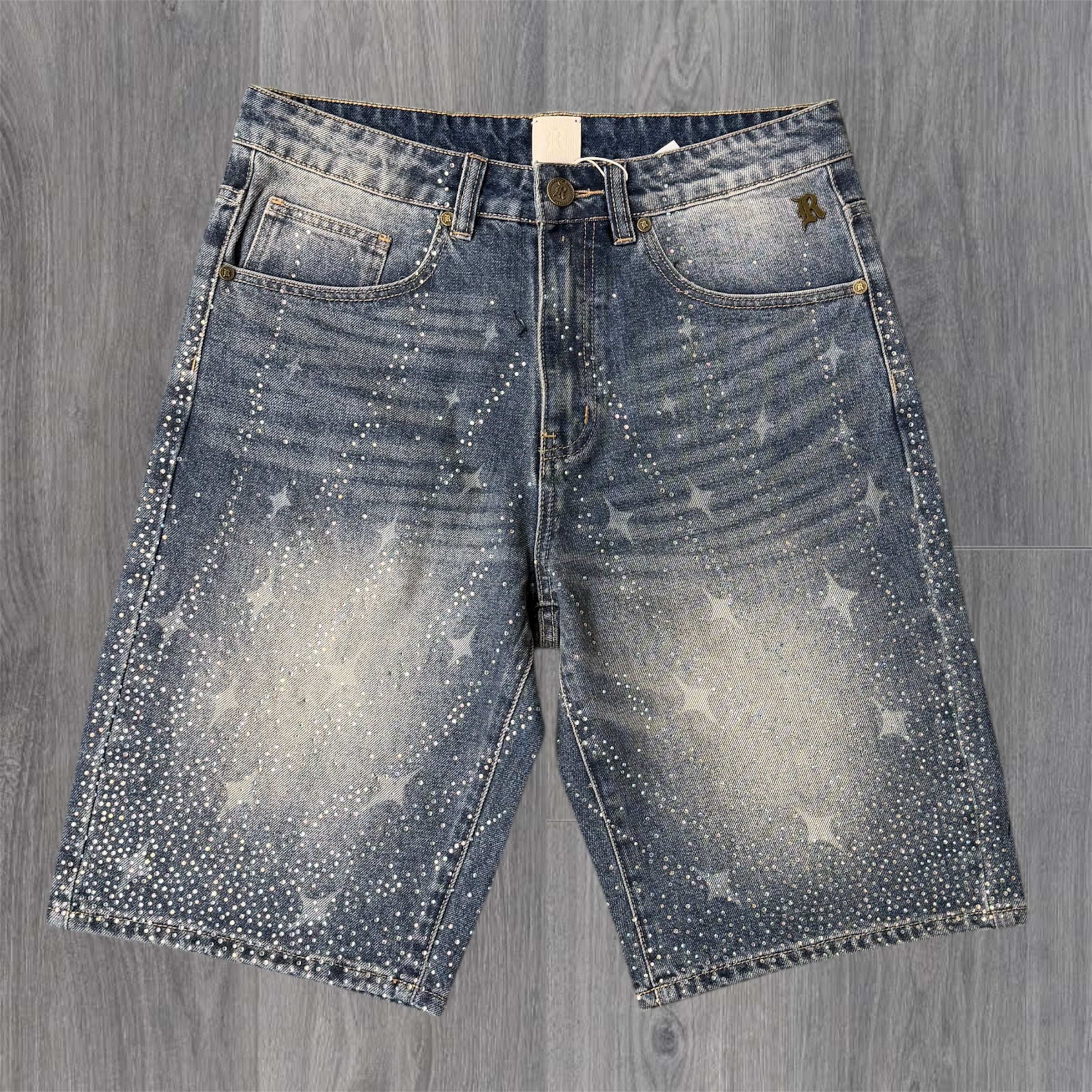 R - rhinestone jeans Shorts - Medium Vintage- 33931