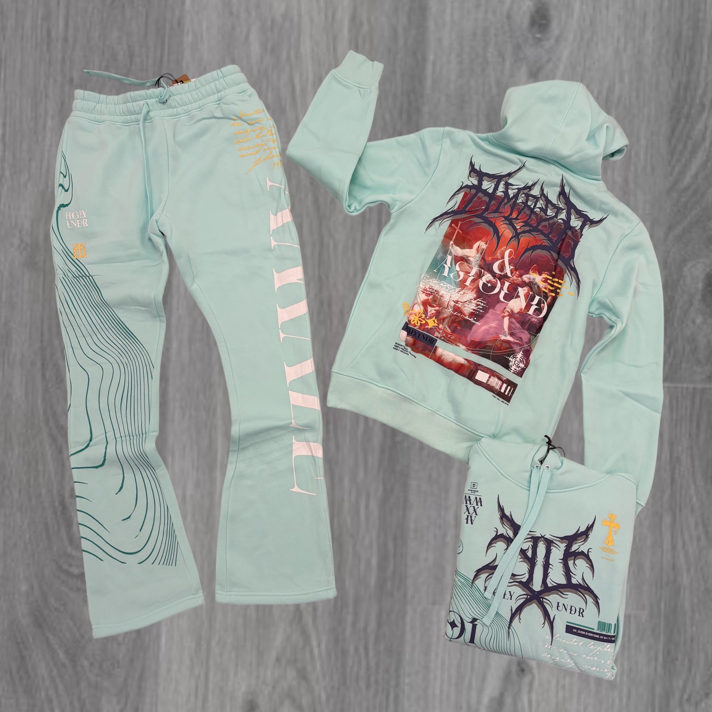UNDRTD - Stacked ASTOUND Sweatsuit - AQUA - 5605 5205