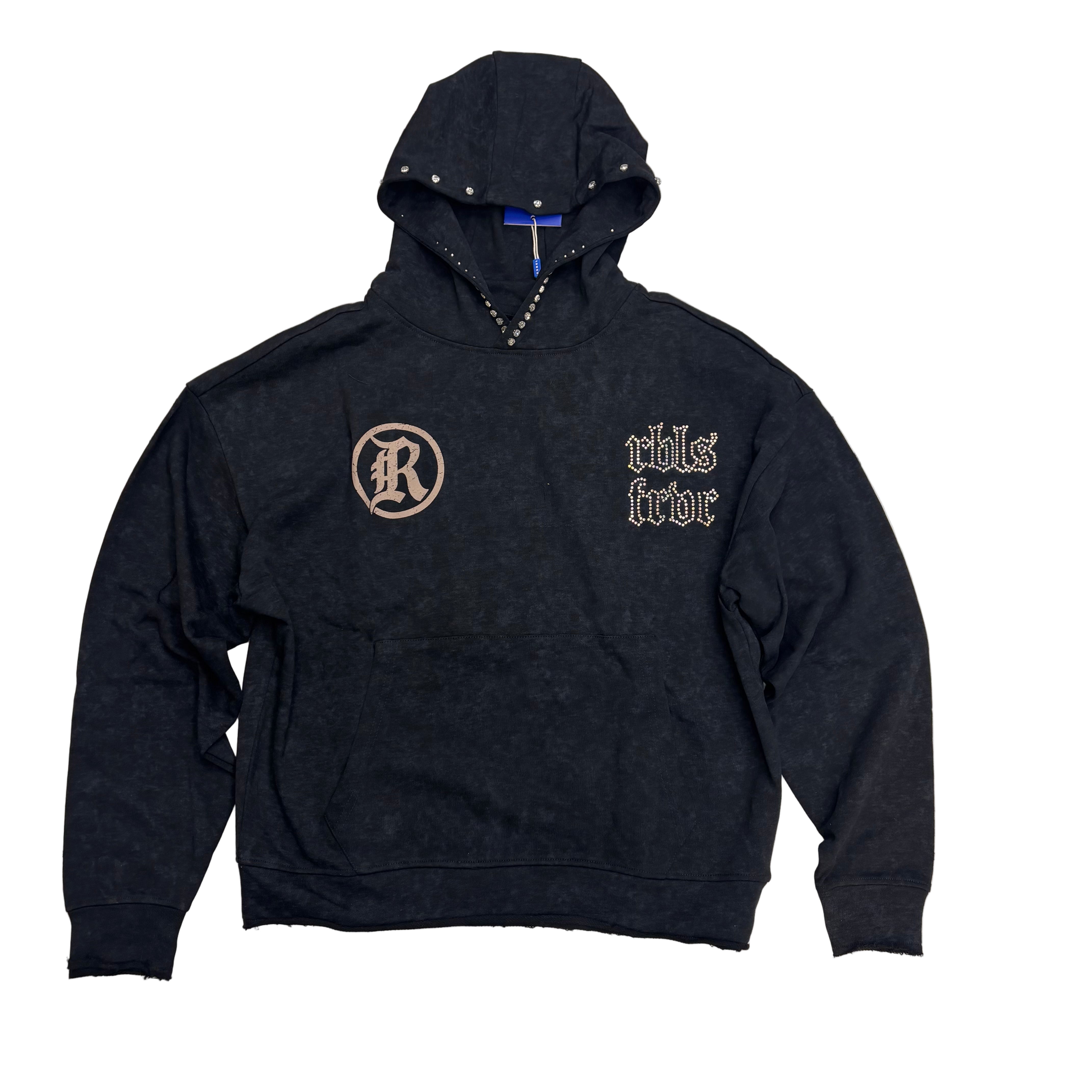 R3 - Sinner Rhinestone Hoodie - Black - 365