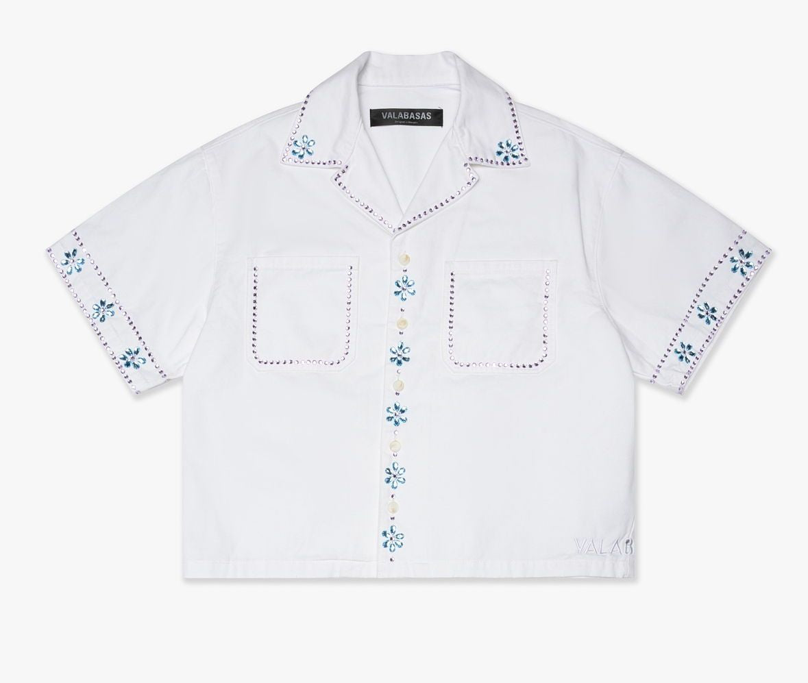 Valabasas Gem woven Button Down shirt white 1005