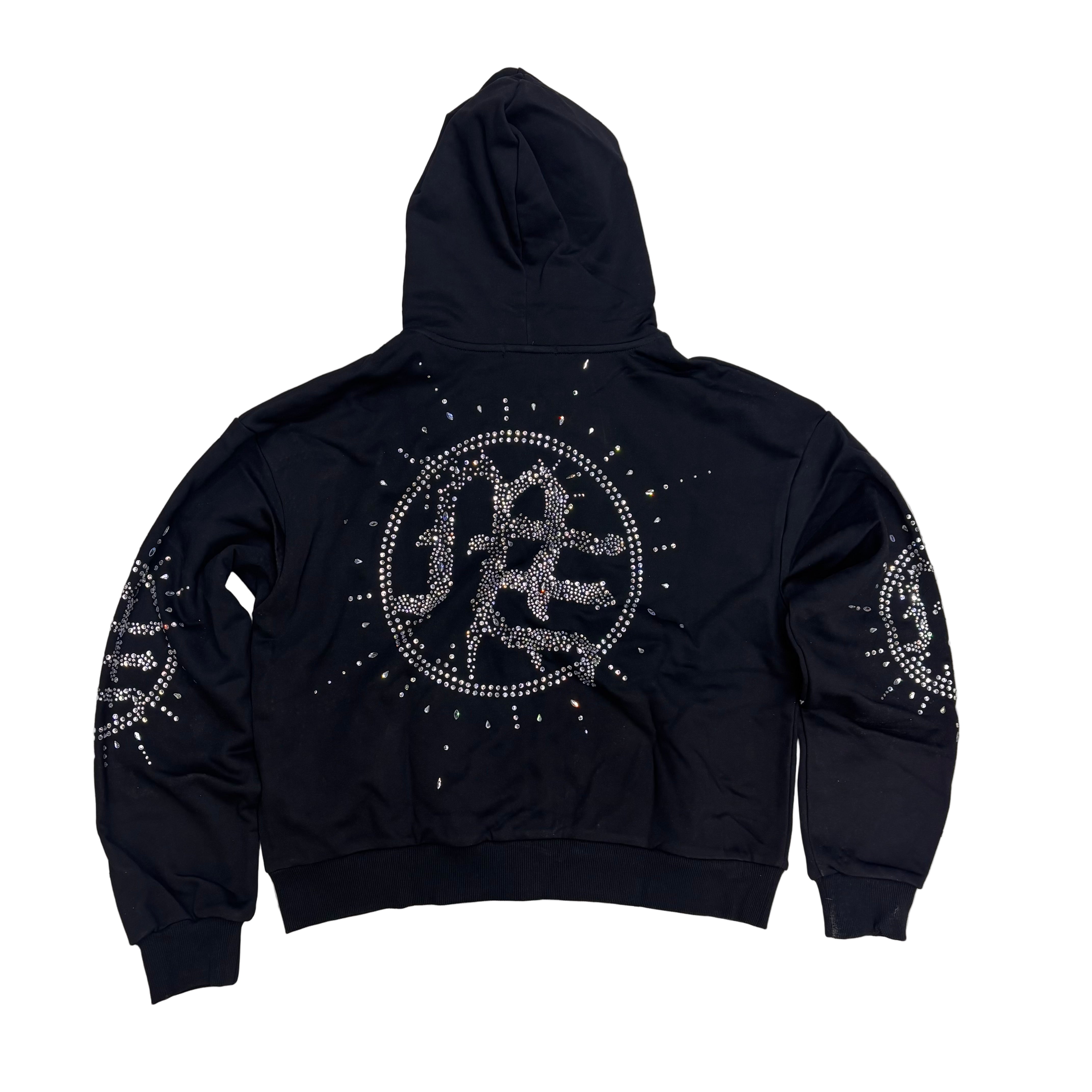 Mixed Emotion - Eclipse Rhinestone Zip Hoodie - BLK