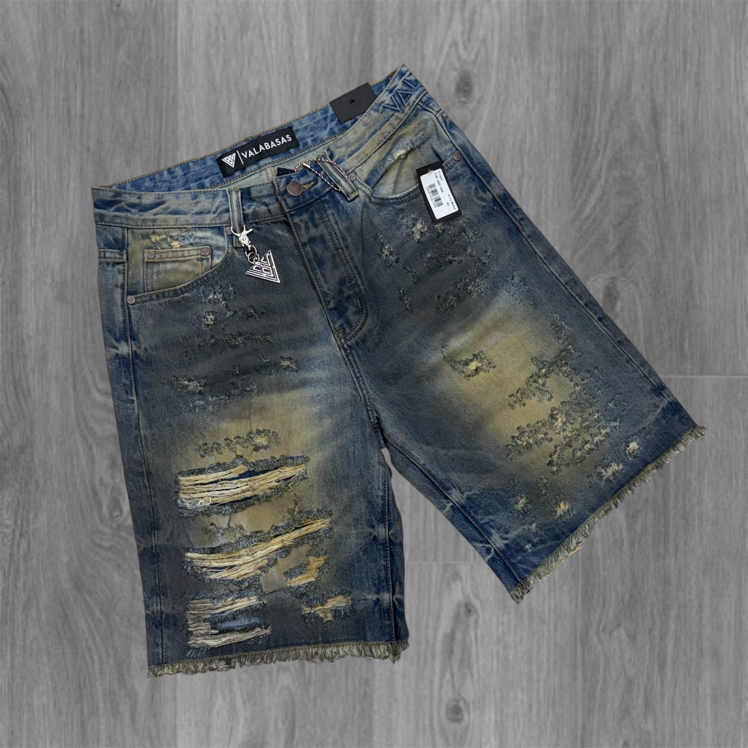 Valabasas - Clipped Denim Shorts -Dirty Blue - 1034