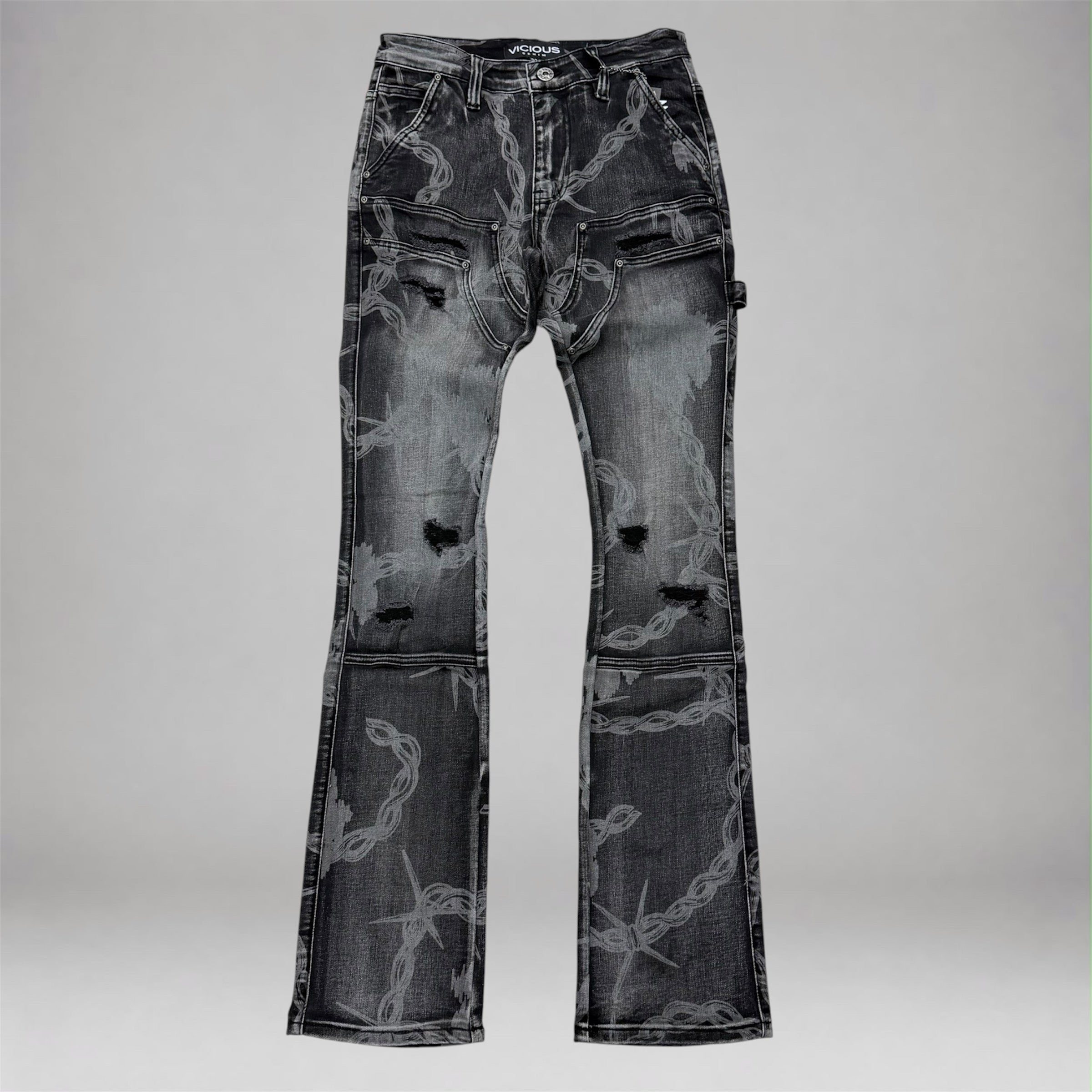 Vicious - Chains Stacked Denim- Black VC1113
