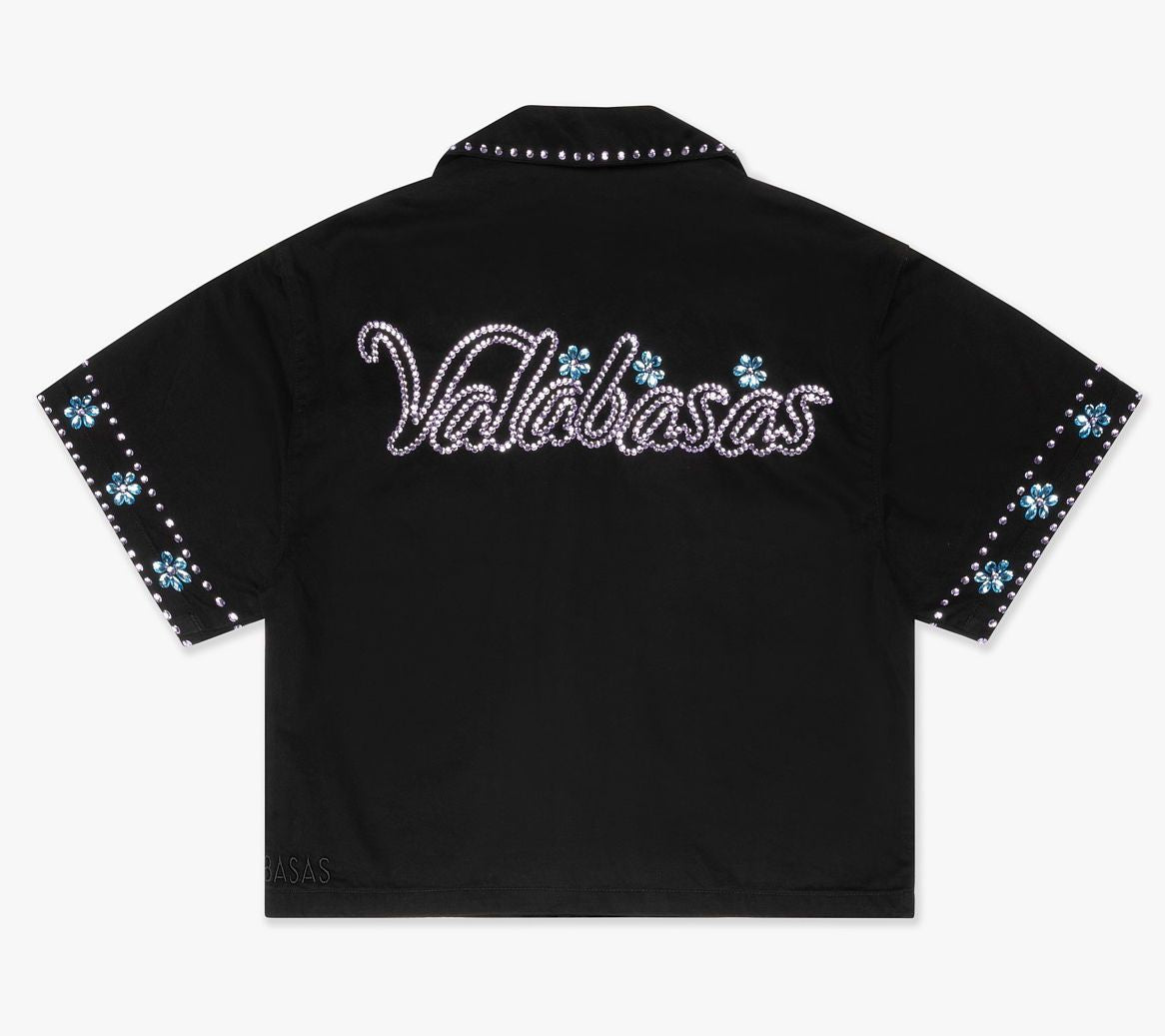 Valabasas Gem woven Button Down shirt Black 1005