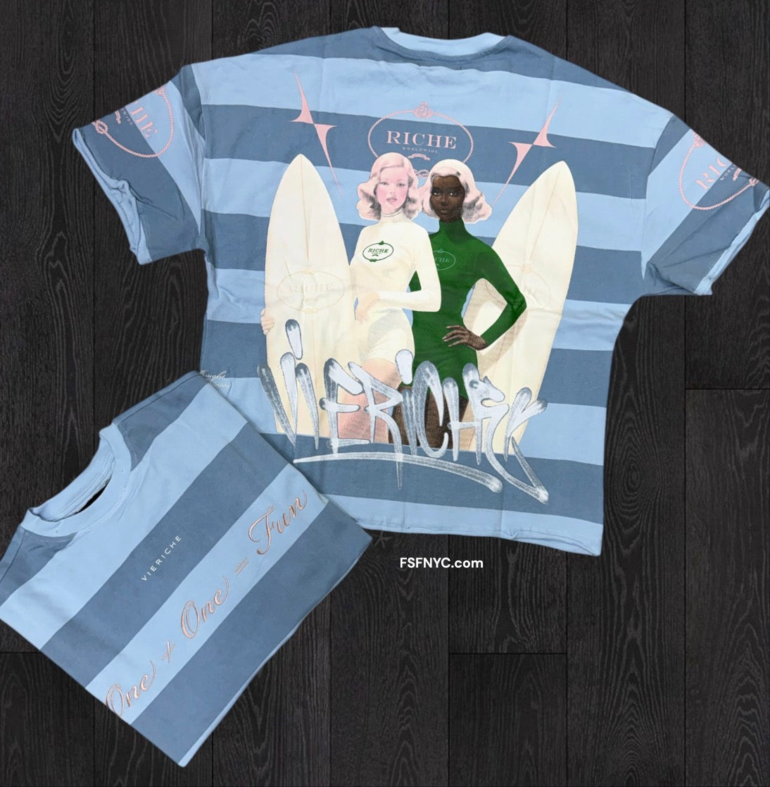 VR - Stripes Future T-shirt - Pastel Blue - 1407