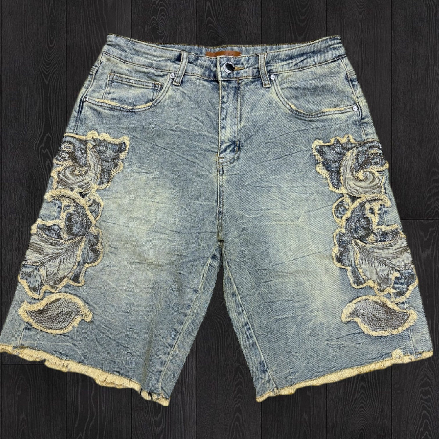 W -Rhinestone Denim Shorts - Dirty Vintage - M7590D