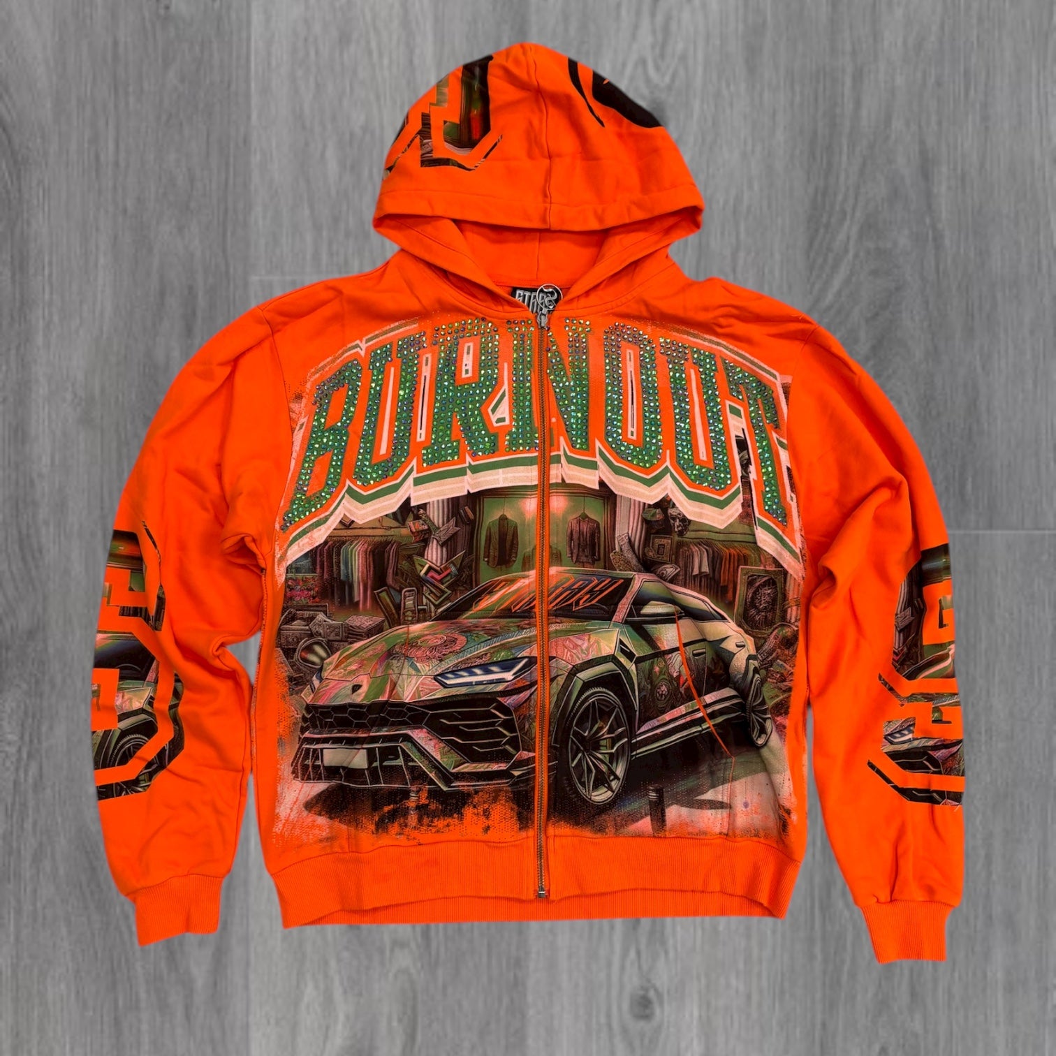Stray - BURNOUT Zip Up Hoodie - ORNG - 1524