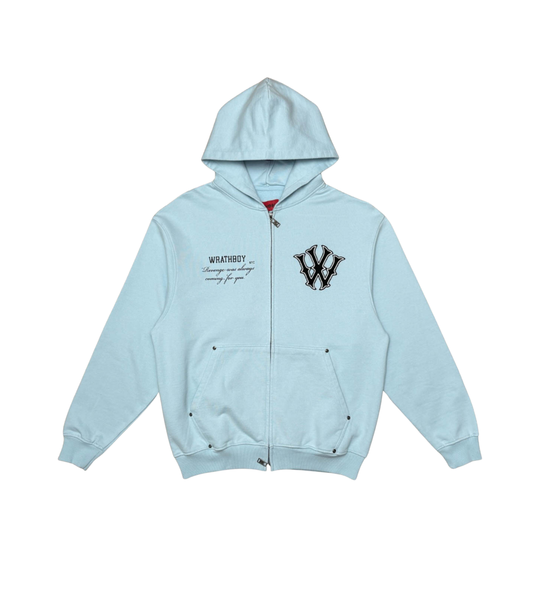 WRATHBOY - Revenge Quote ZIP Hoodie - water - 079