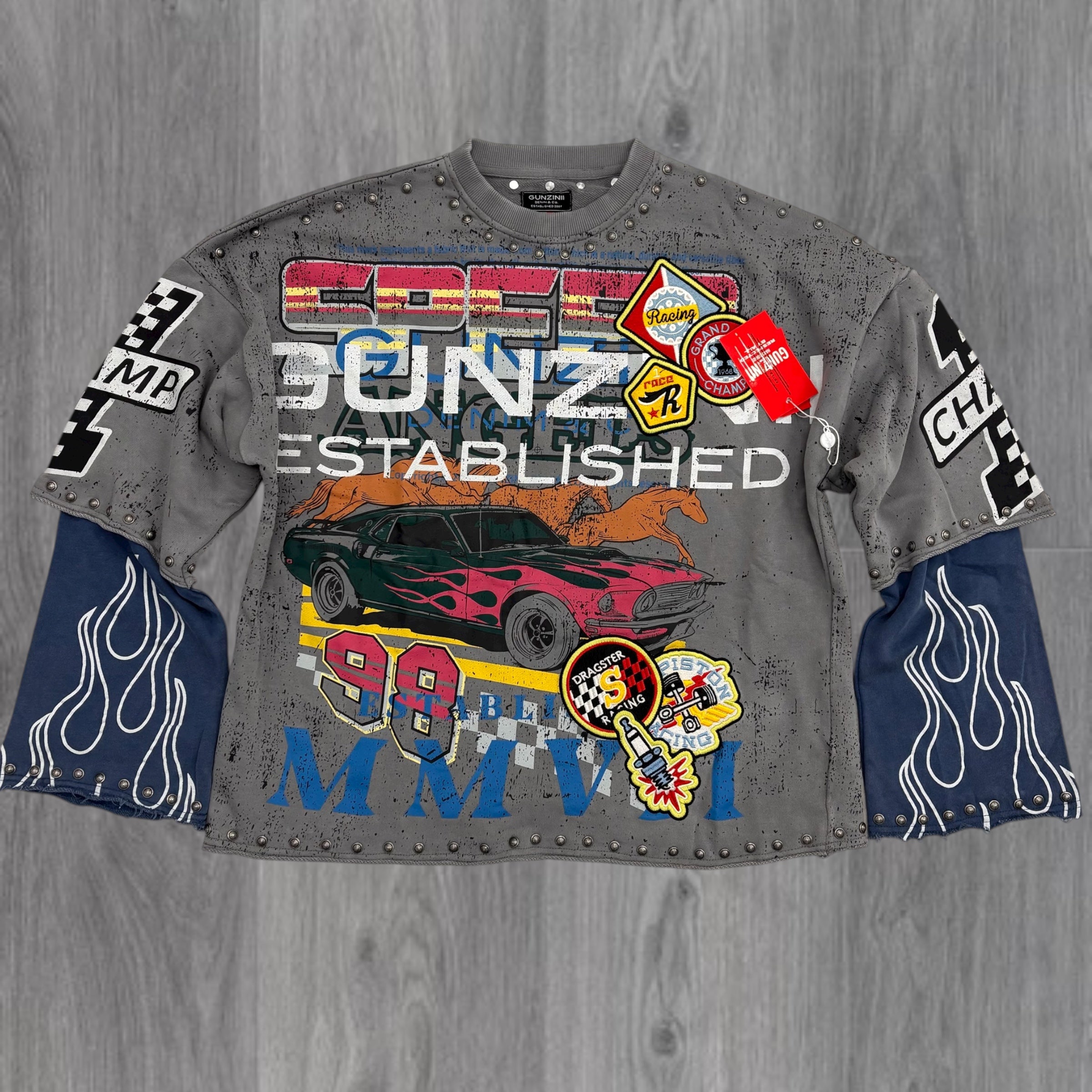 Gunzini - GRAND PRIX Crop L/S Tee - GRY - Gz827
