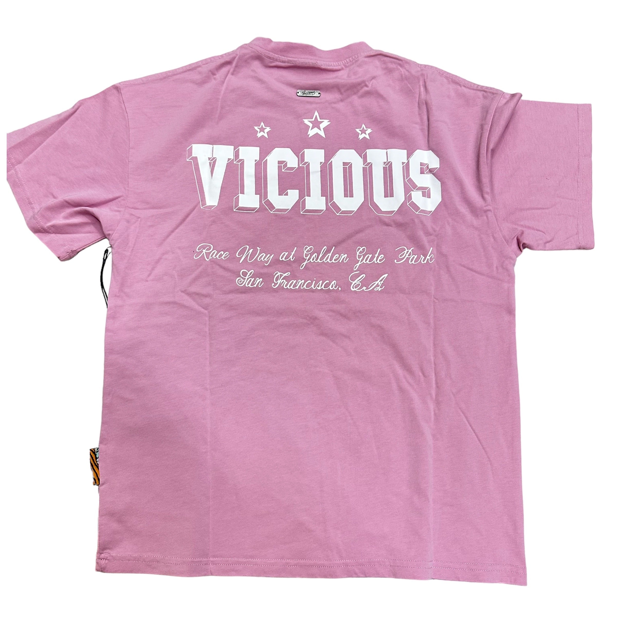 Vicious Derby Distressed over size T-shirt Pink  450