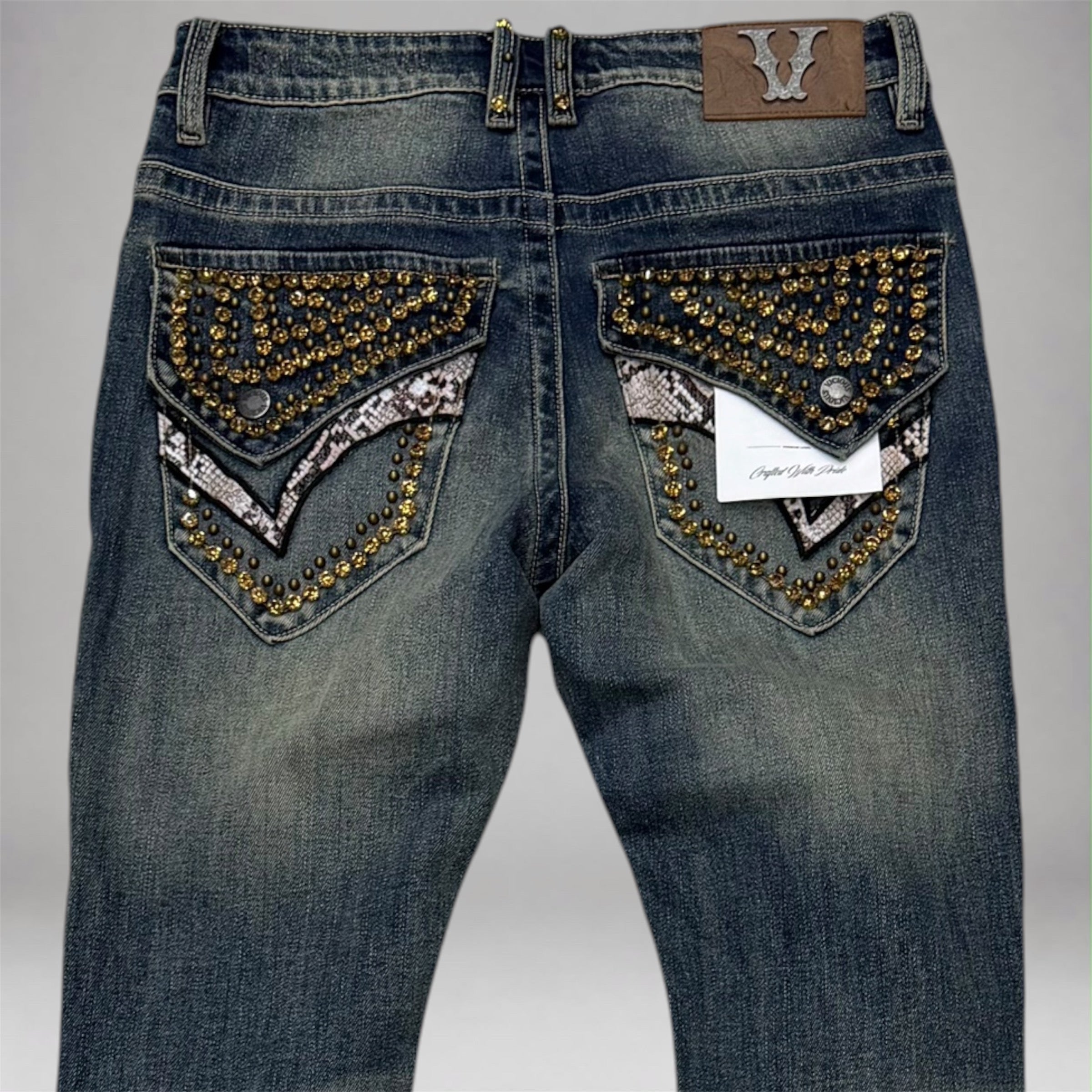 Vicious - Snake Skin Flare Denim - Stone Blue VC1232