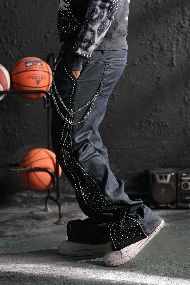 ELITE - Waxed Stacked Rhinestone Denim - INK BLU- 19452