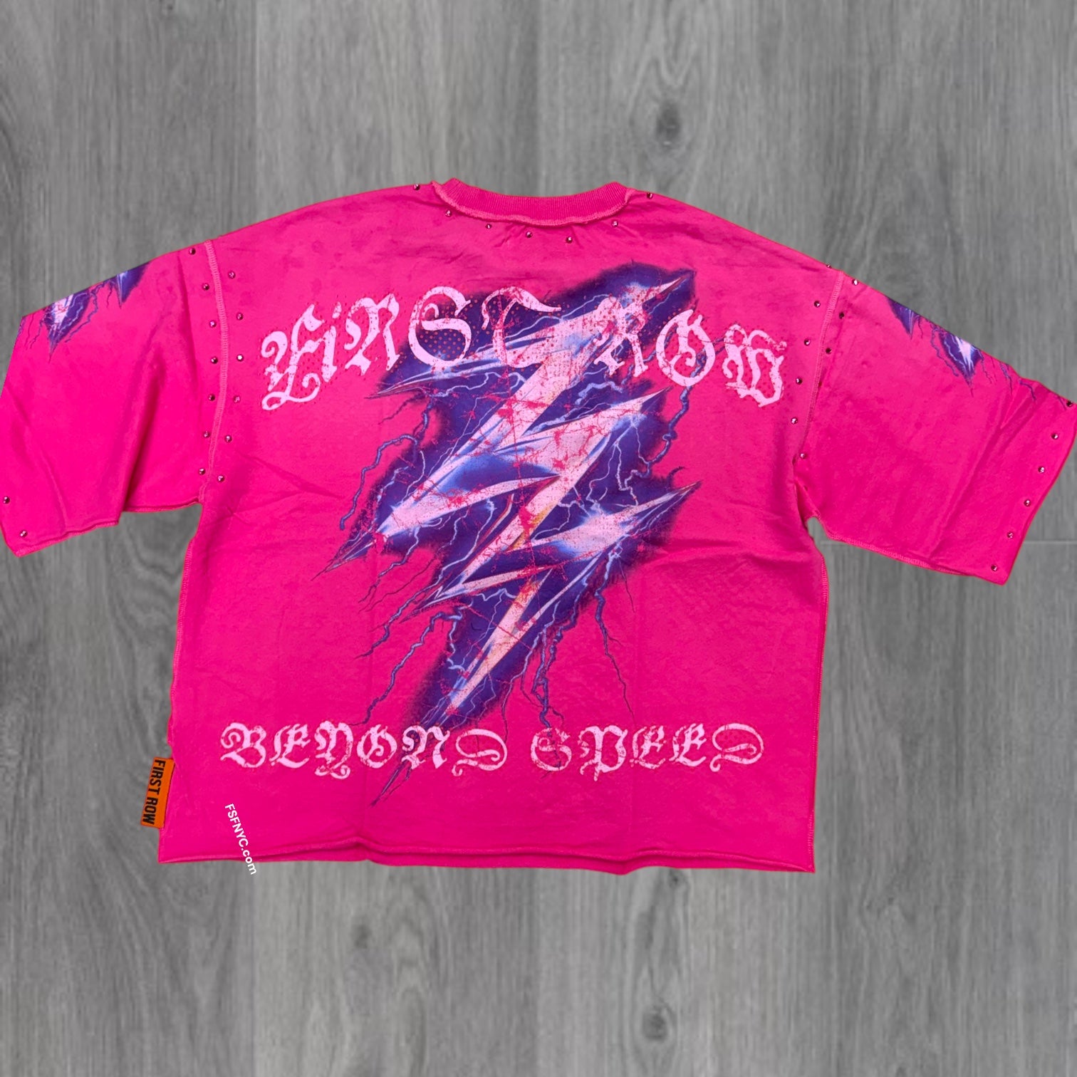 FR - Electric Rush Oversized Crop T-shirt - Fuchsia - 1050