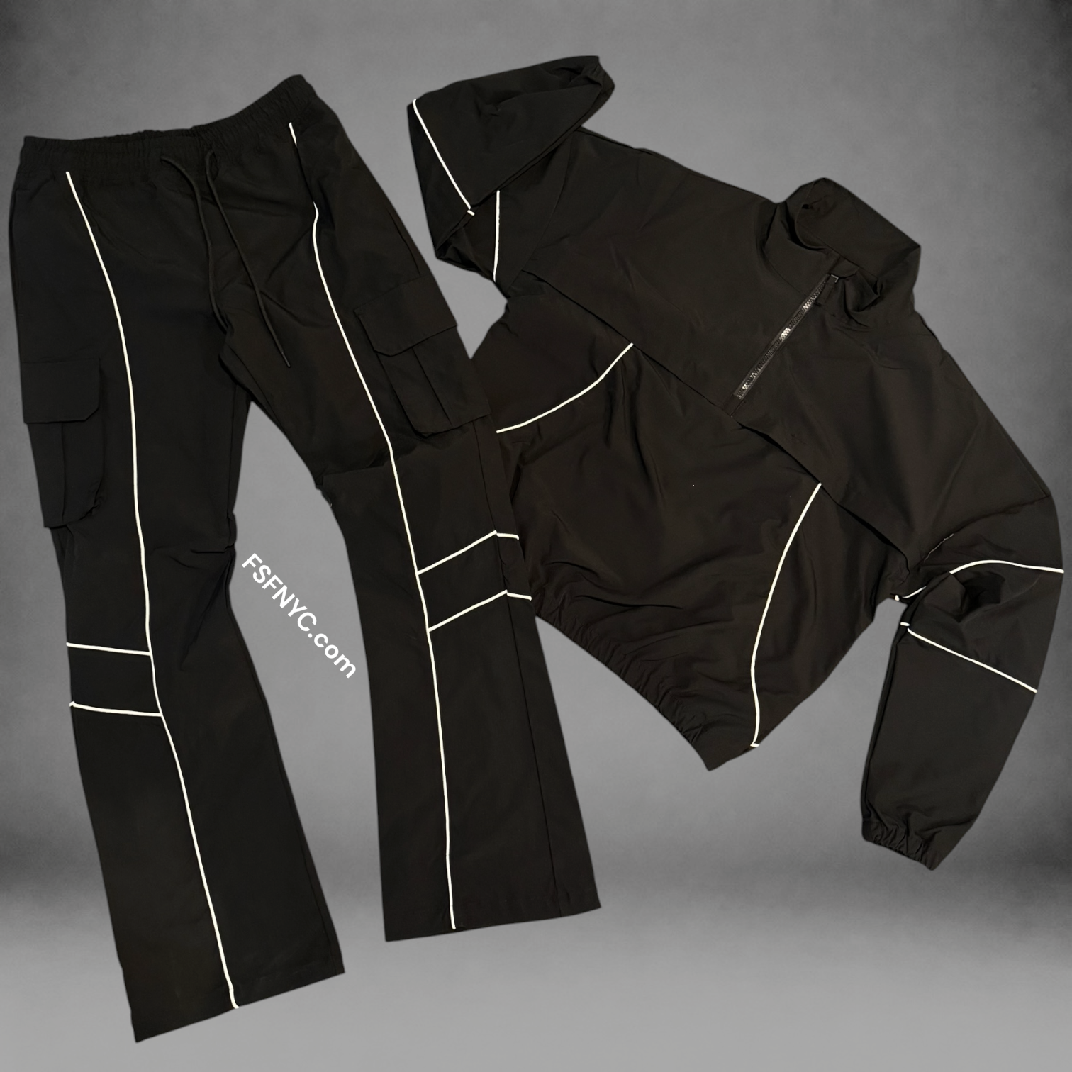 Baruda - Quarter zip Nylon Set - Black - 801