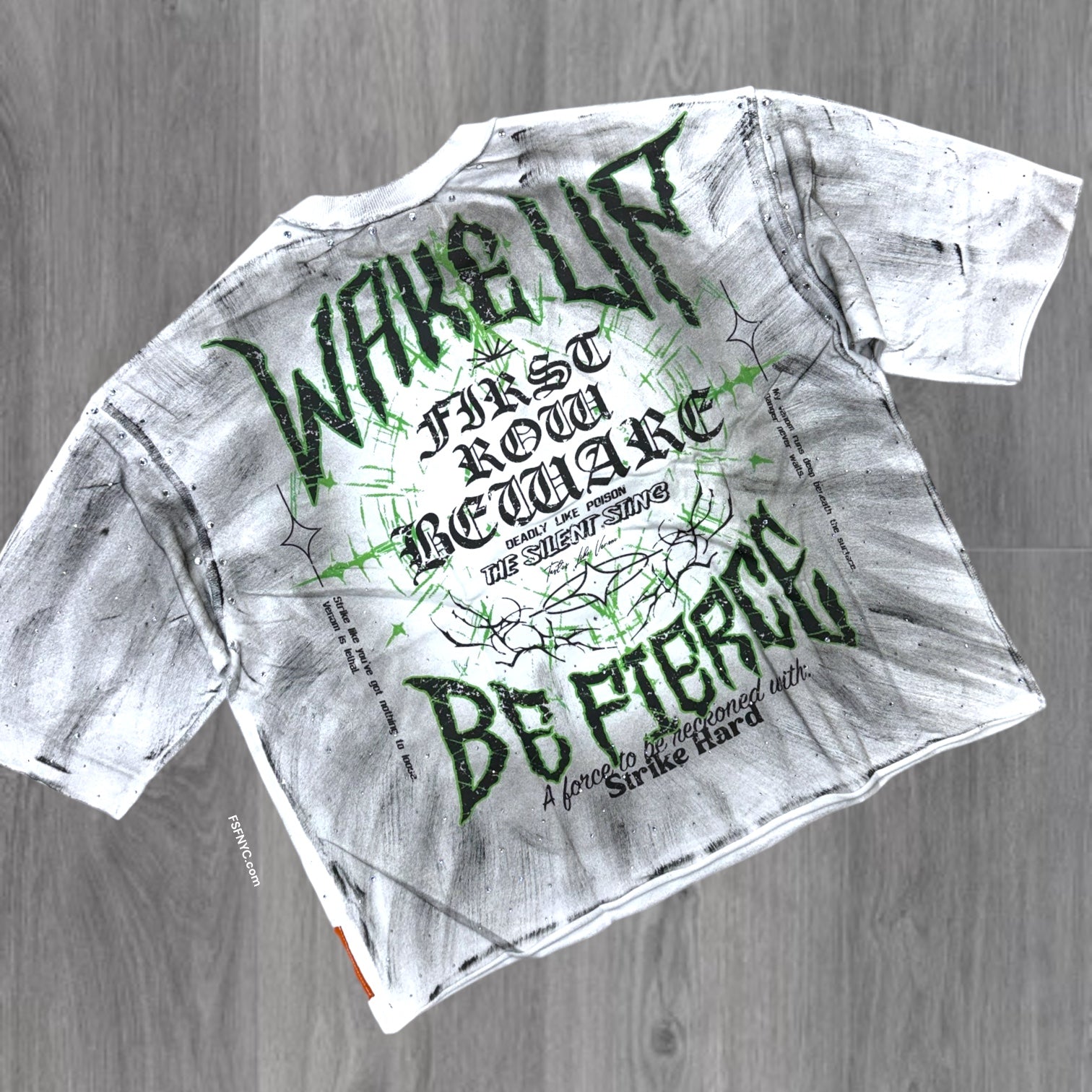 FR - Burning Oversized Crop T-shirt - White -1034