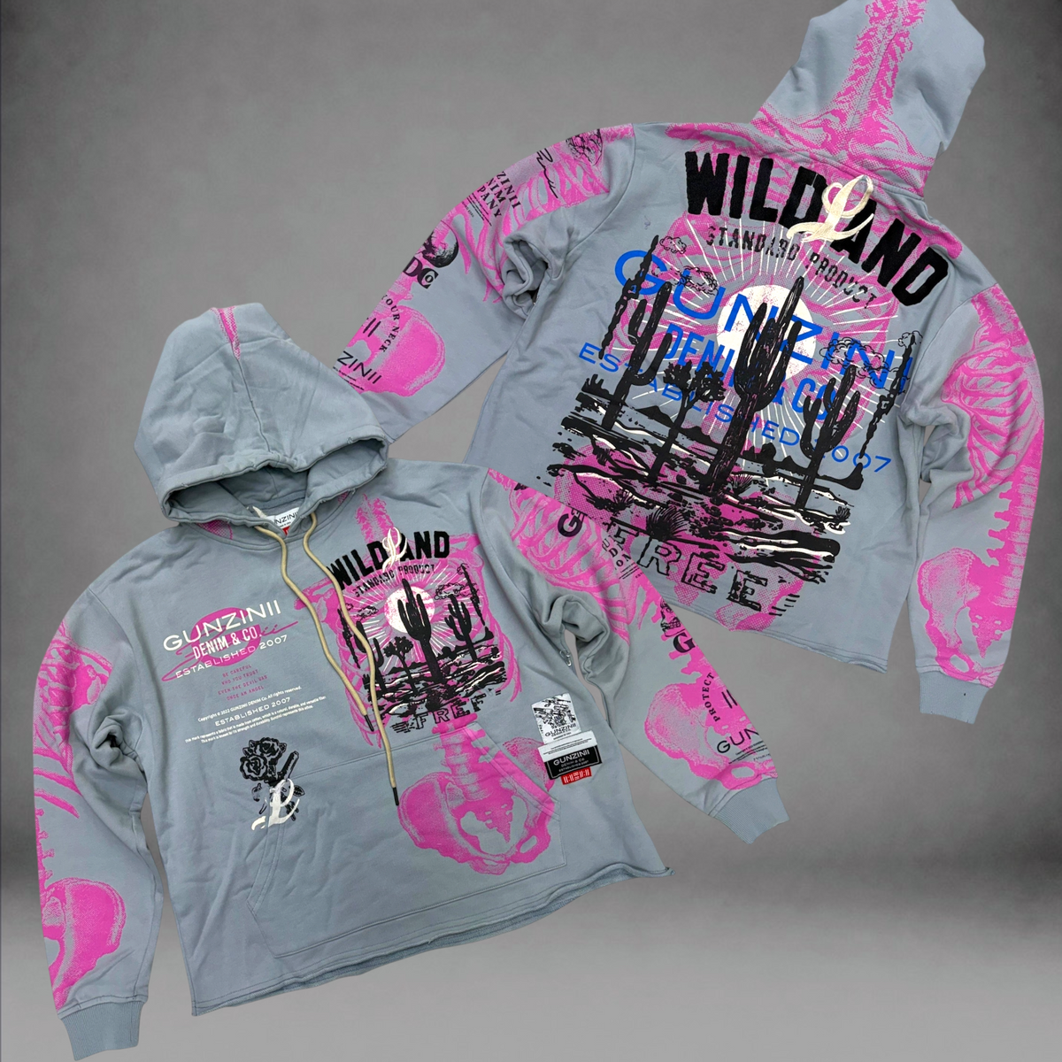 Gunzini - Wild West hoodie - Lt Grey 859