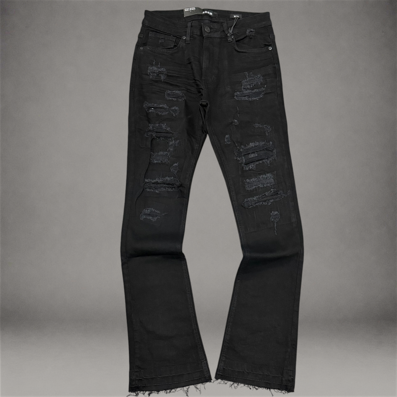 Narr - Flare Distressed Denim - Jet Black - 70154