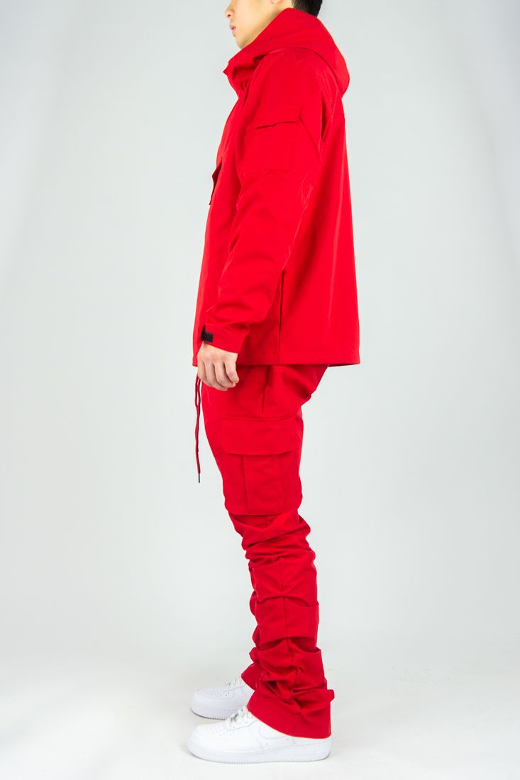 Rebel - Stacked Nylon Cargo Pants (Red) 422