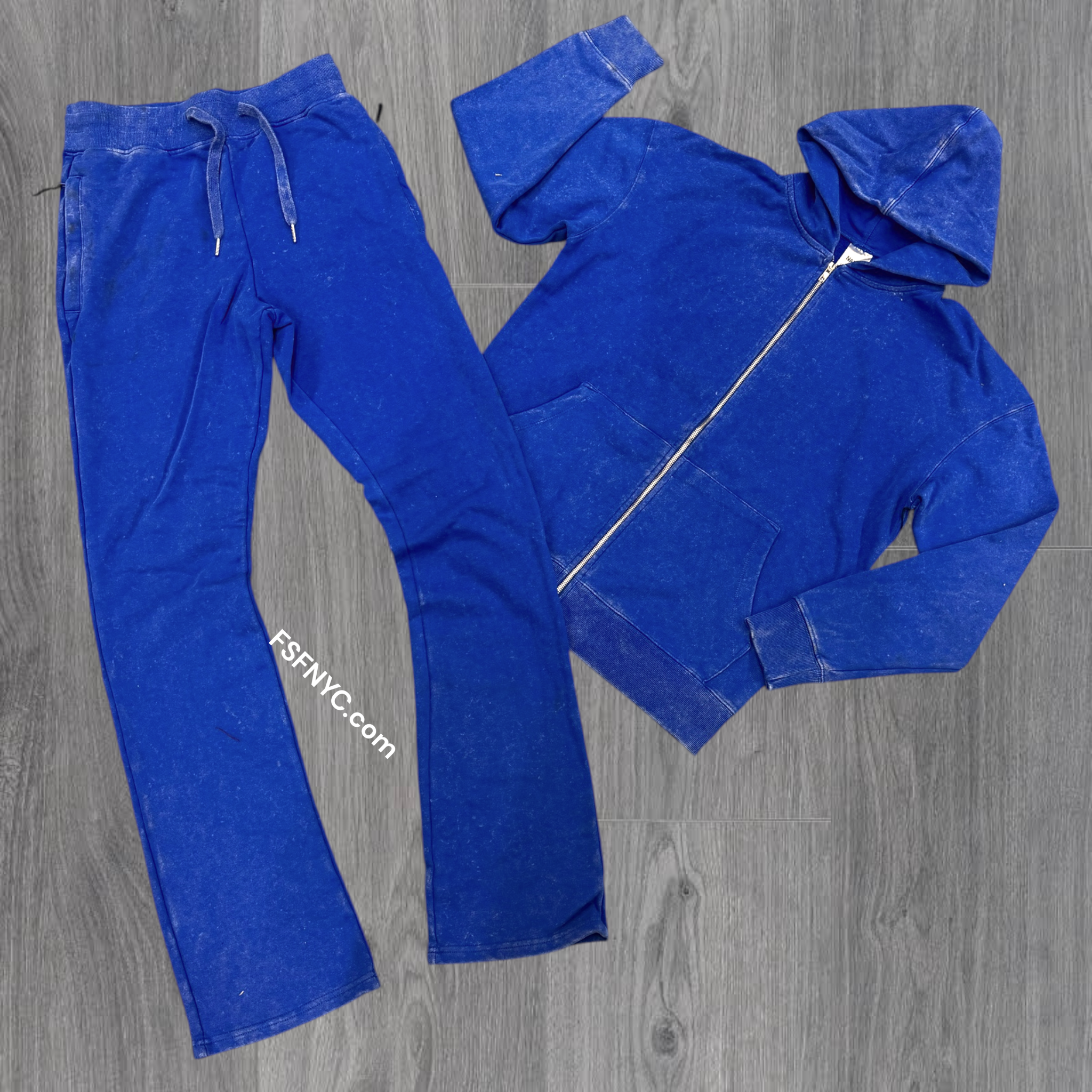 Narr - Mineral Wash Stacked Sweat Suit - Royal - 1992