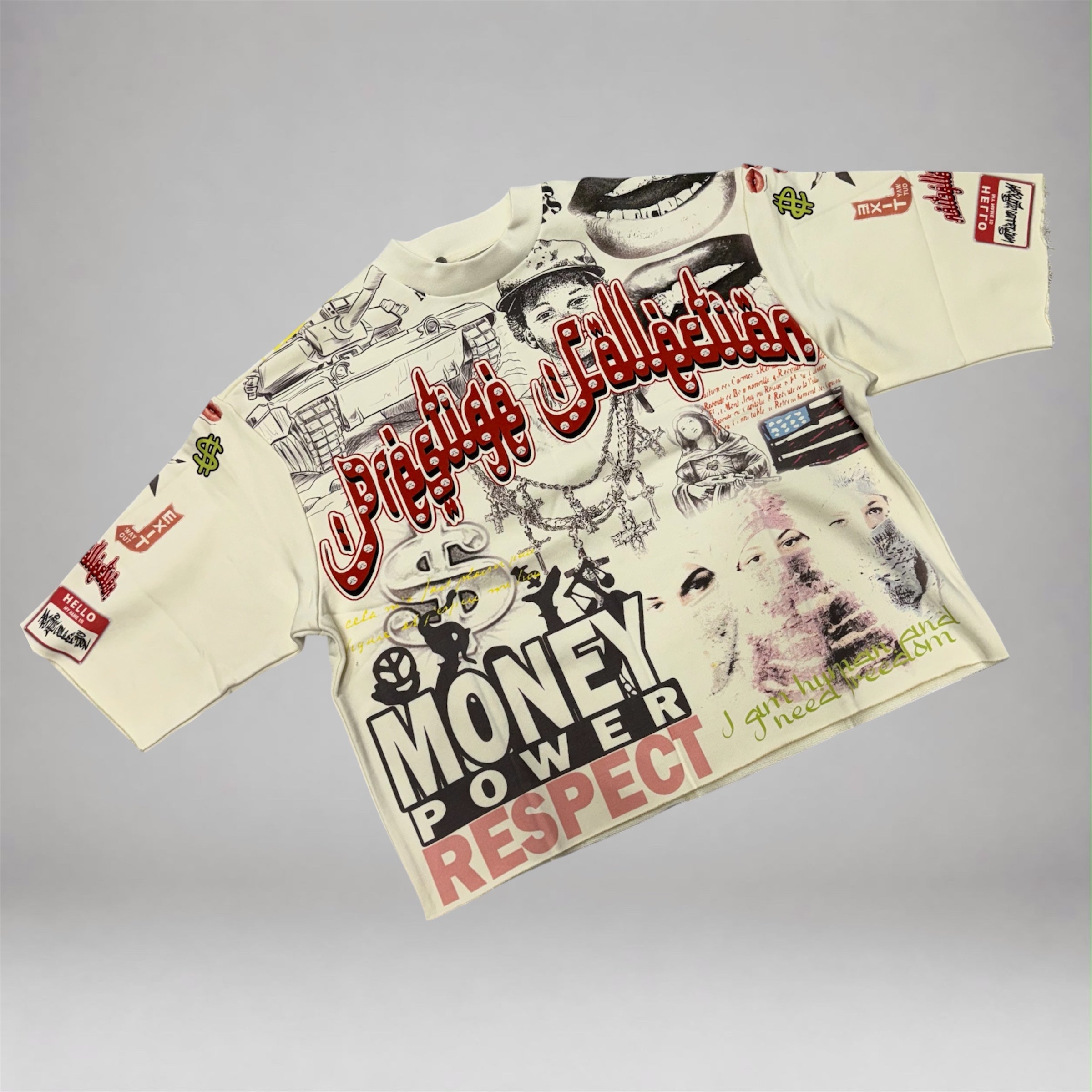 PRESTIGE - Money Power Cropped Tee - White Multi