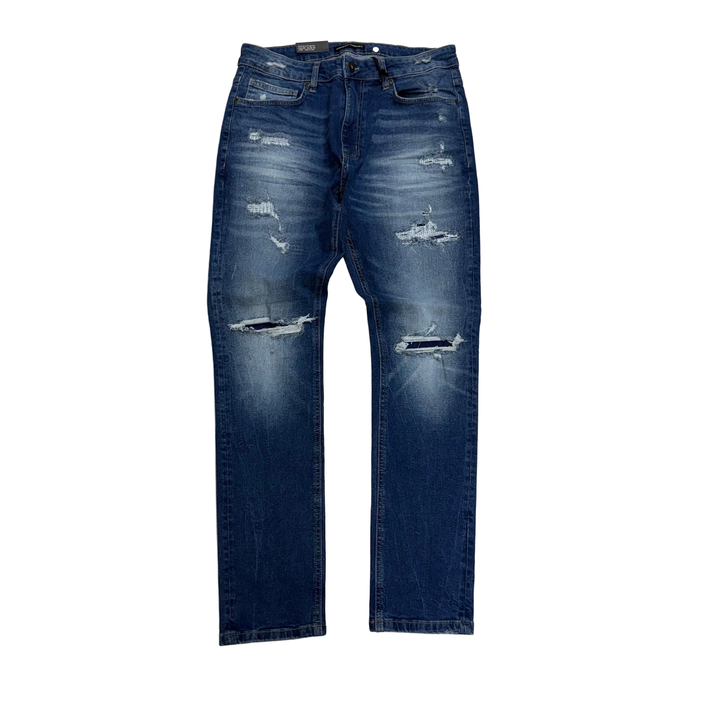 Threads- Slim Fit Distress Denim - Dk Blue 50131 zi