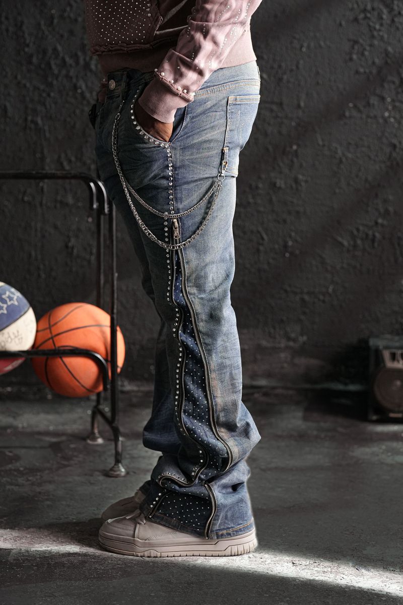 ELITE - Stacked Rhinestone Denim - VINTG BLU - 19453