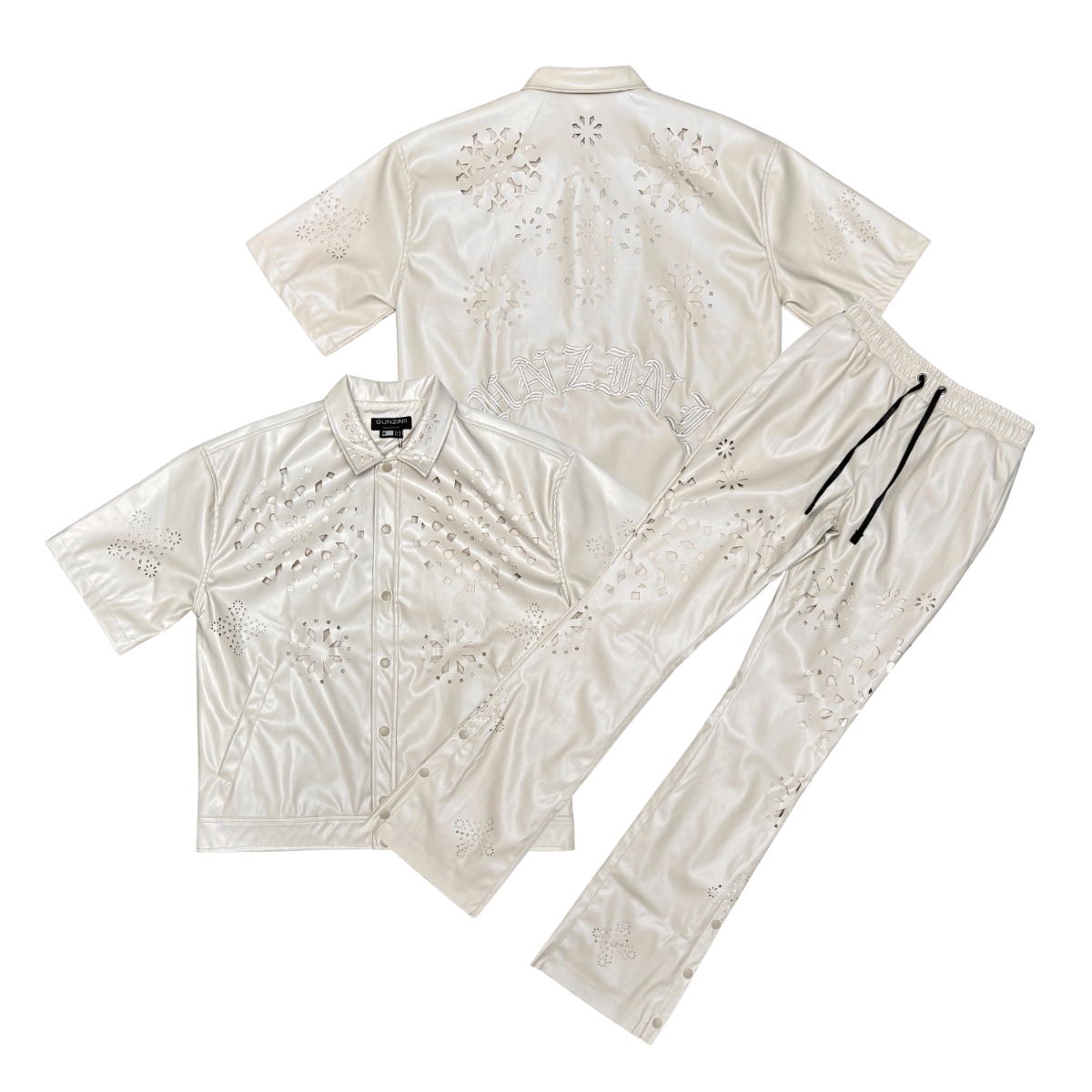 Gunzini - Stacked PU Leather Set - bone - Gz1047 gc1046