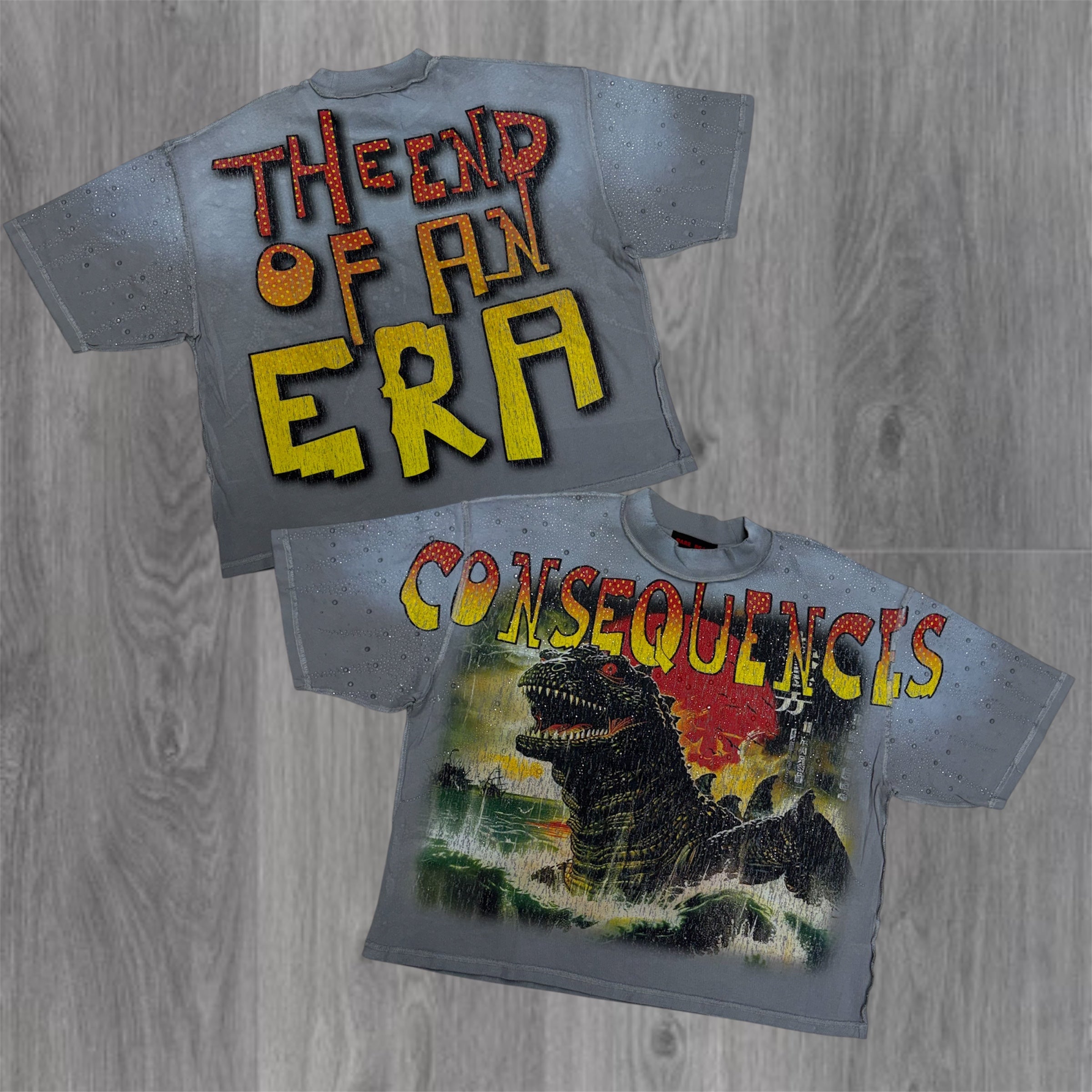 RP - Dino Rhinestone Grey Tee - 6015