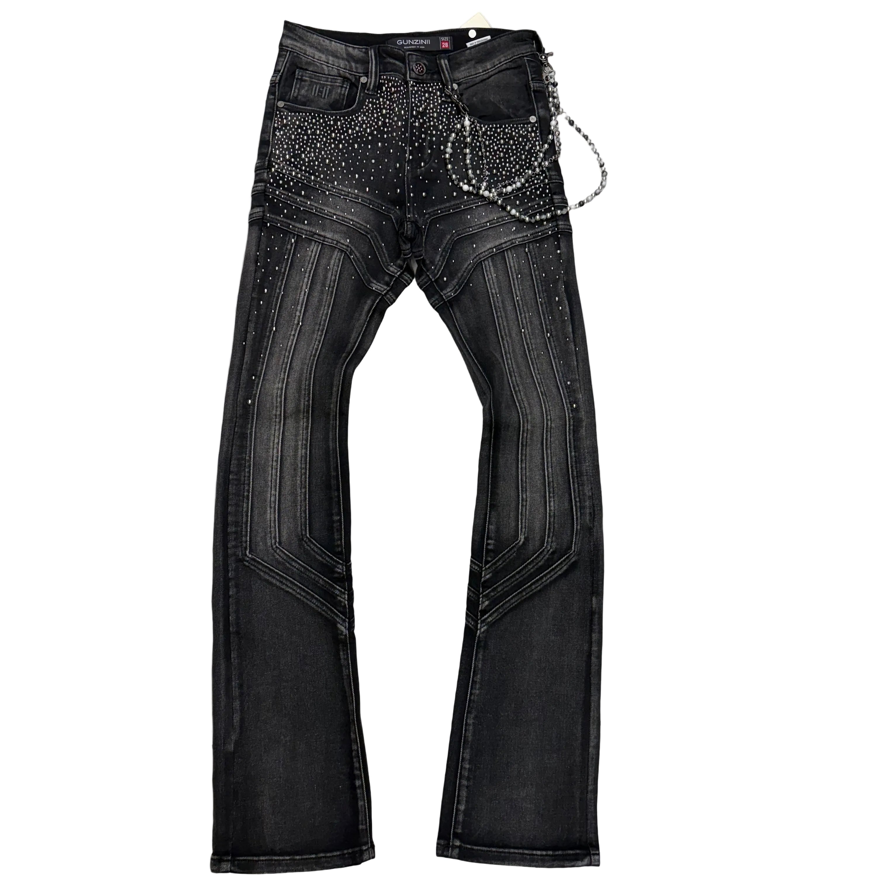Gunzinii - Flare Fit Denim - BLACK- GZ775