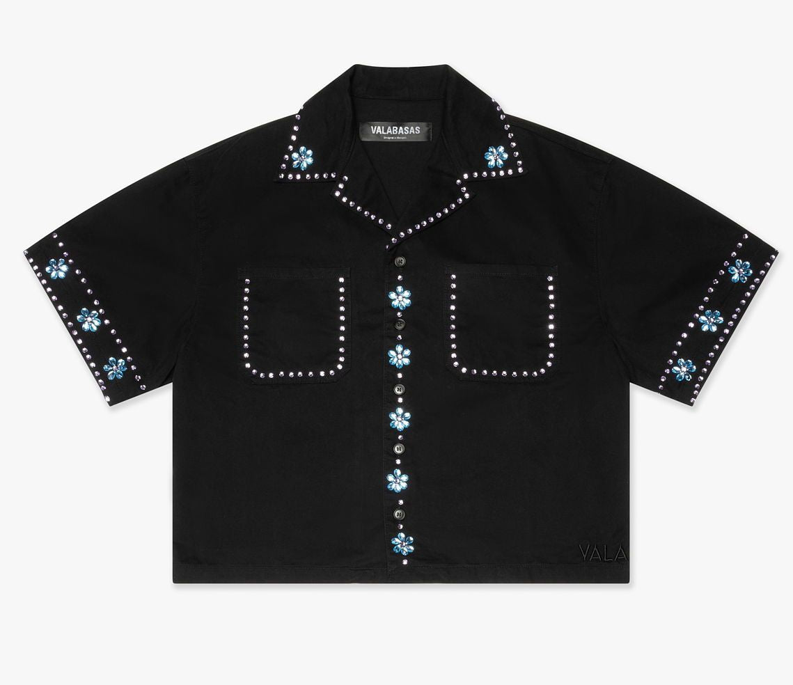 Valabasas Gem woven Button Down shirt Black 1005