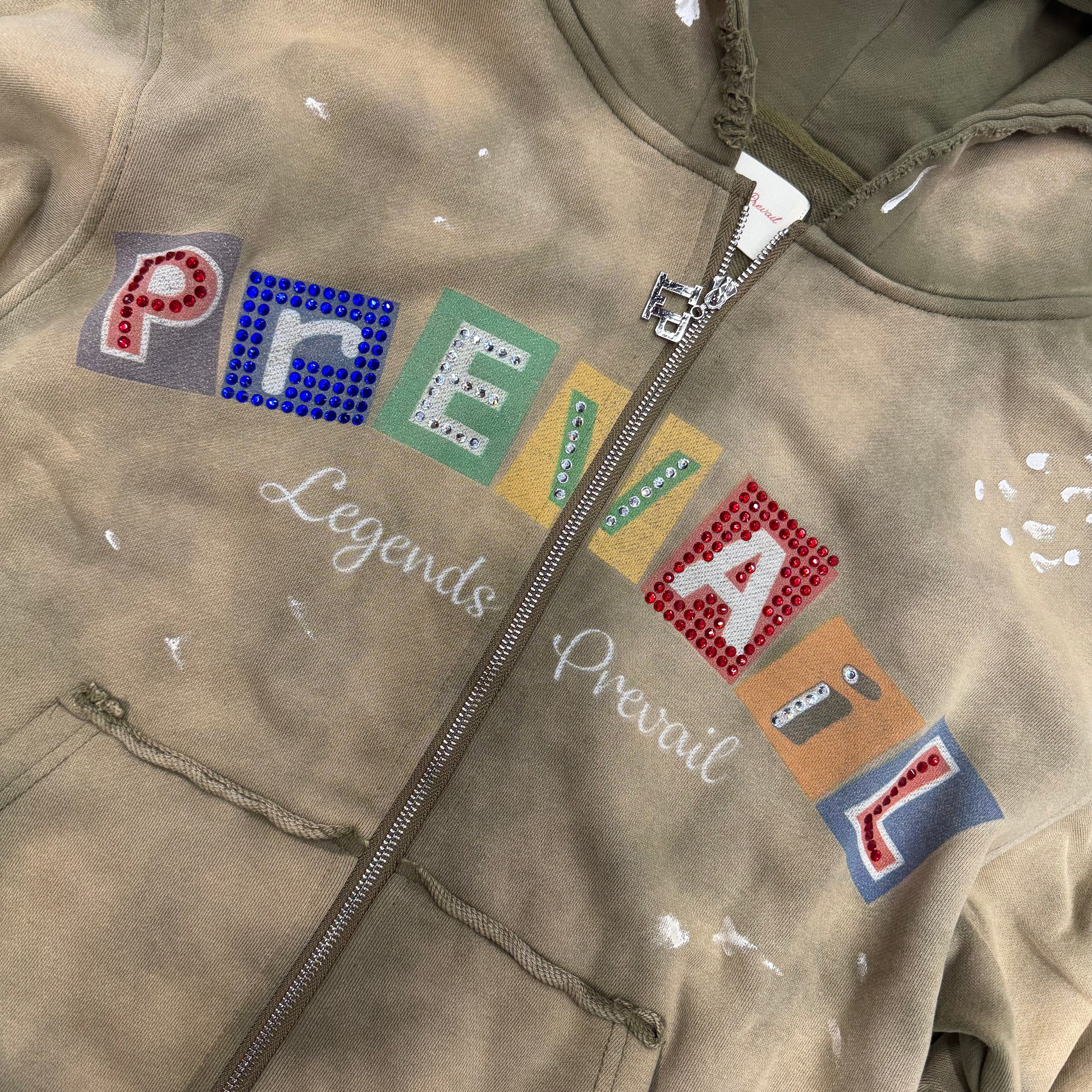 Prevail - Letters Zip Up Hoodie - Acid Olive