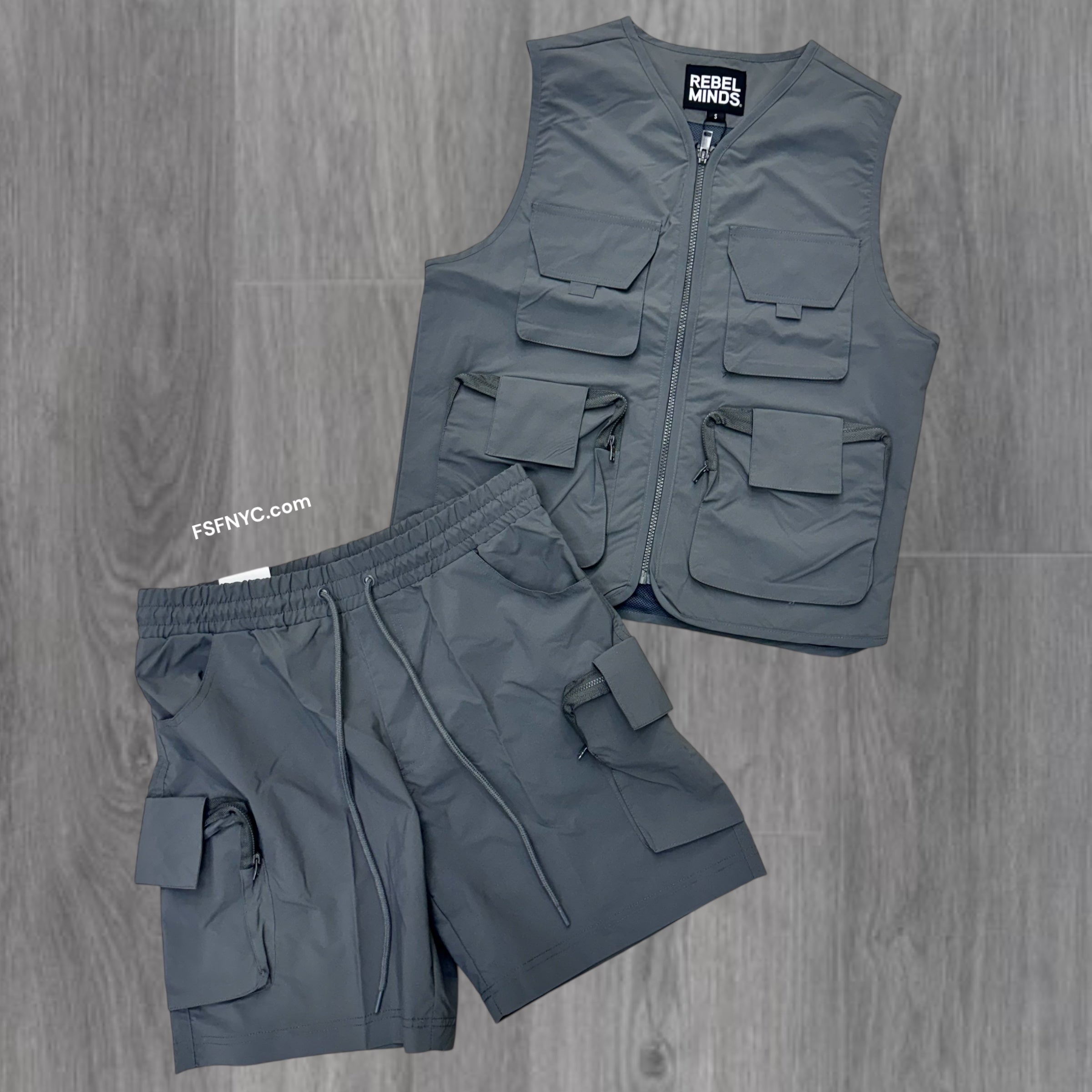 Rebel Nylon Utility Vest short Set Grey 510 911
