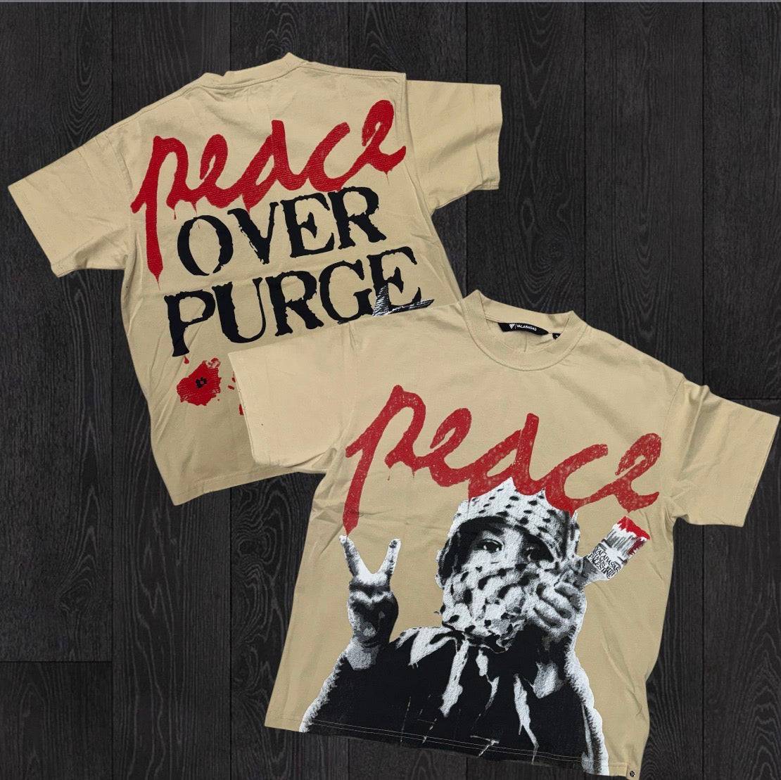 Valabasas- Peace Over Purge T-shirt - Beige - 1105