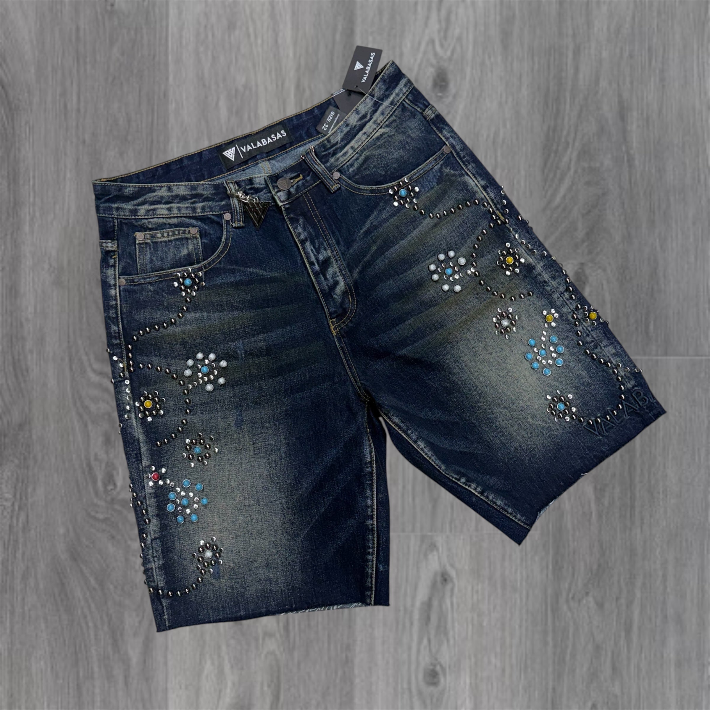 Valabasas - muse Denim Shorts - Dark Blue wash- 1044