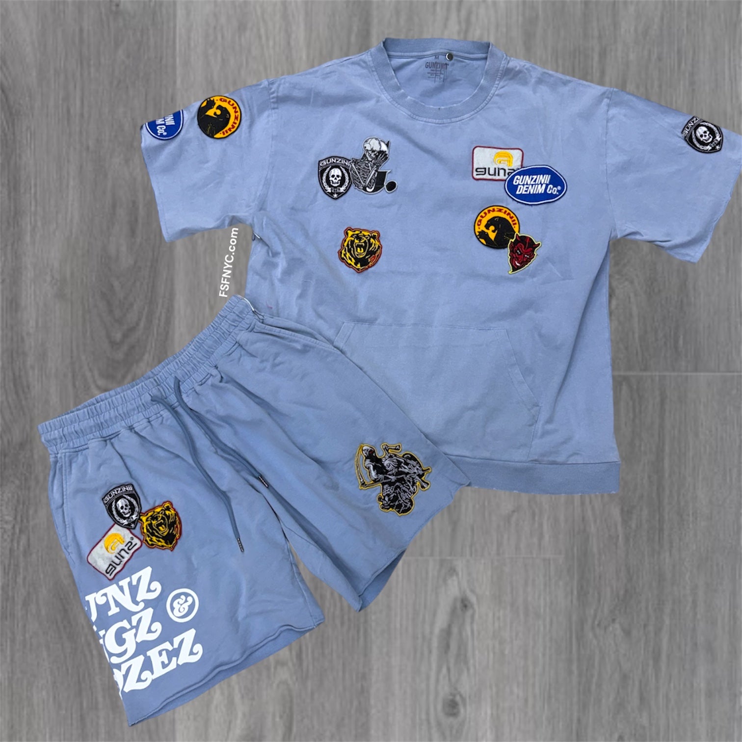 Gunzini - Patch Work short set Set - D.Blue - 1009 1010